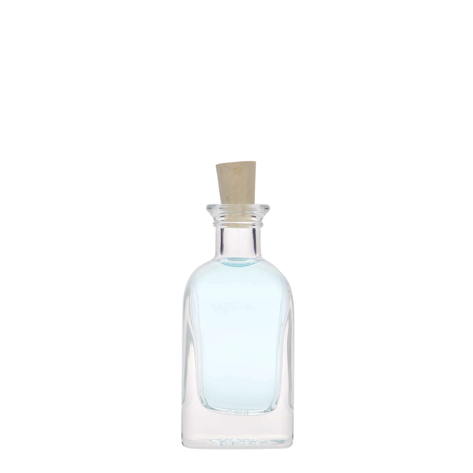 Bottiglia di vetro da 40 ml Apotheker Carré, quadrata, bocca: sughero Bottiglia di vetro da 40 ml Apotheker Carré, quadrata, bocca: sughero
