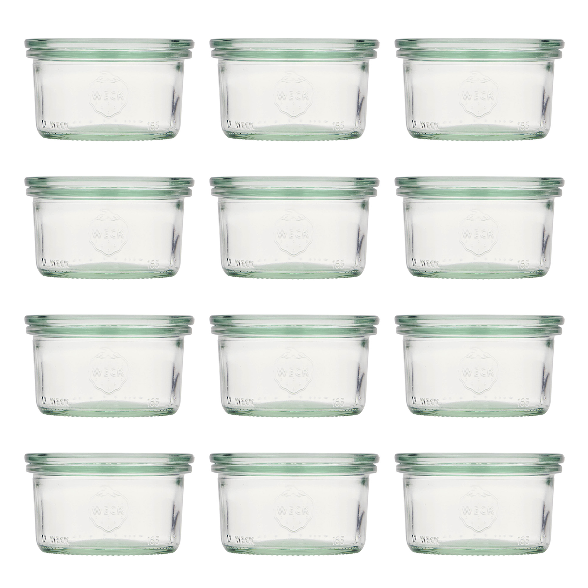 12x 165 ml vaso WECK a bocca larga con coperchio in vetro RR 80