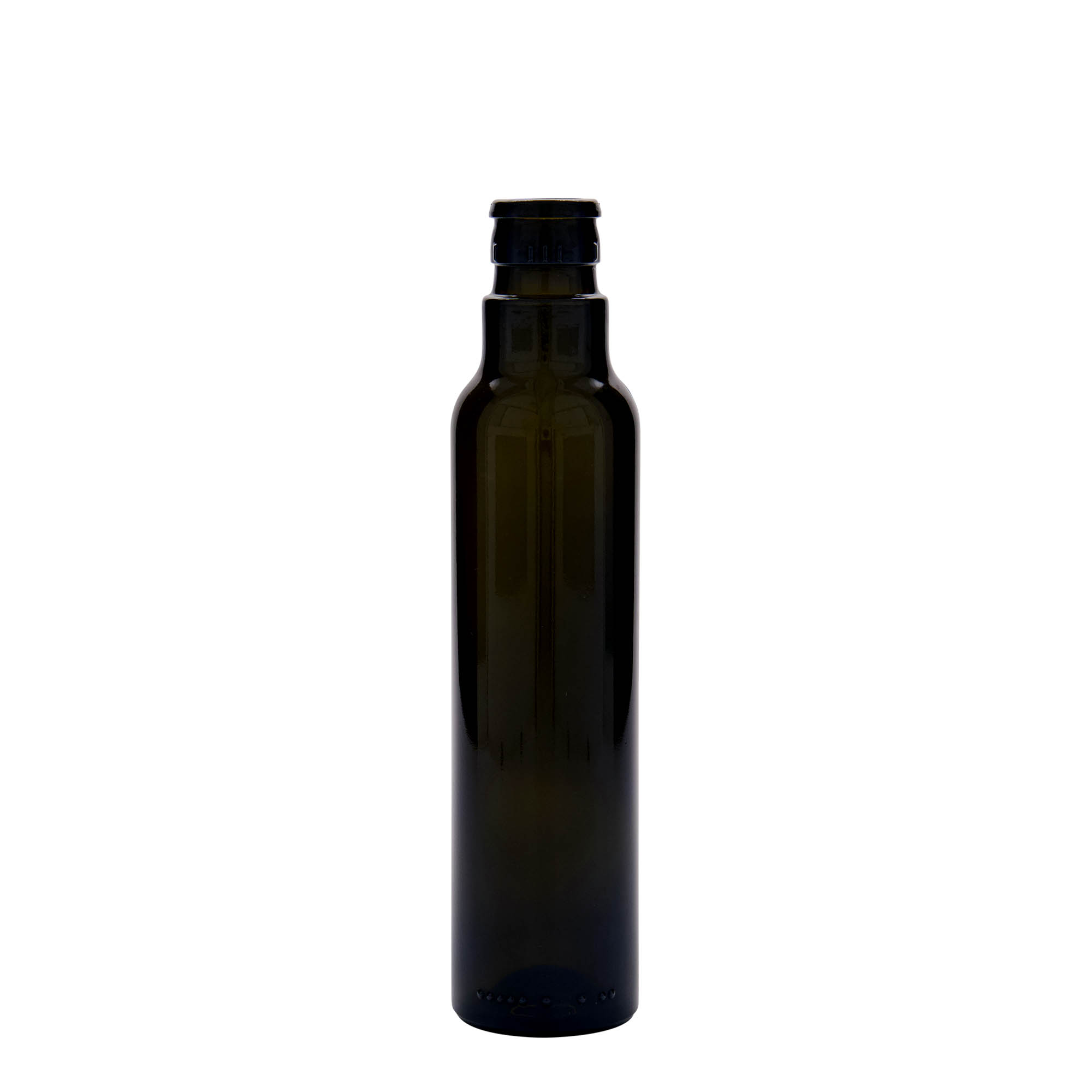 Bottiglia per aceto/olio da 250 ml 'Willy New', vetro, verde antico, bocca: DOP