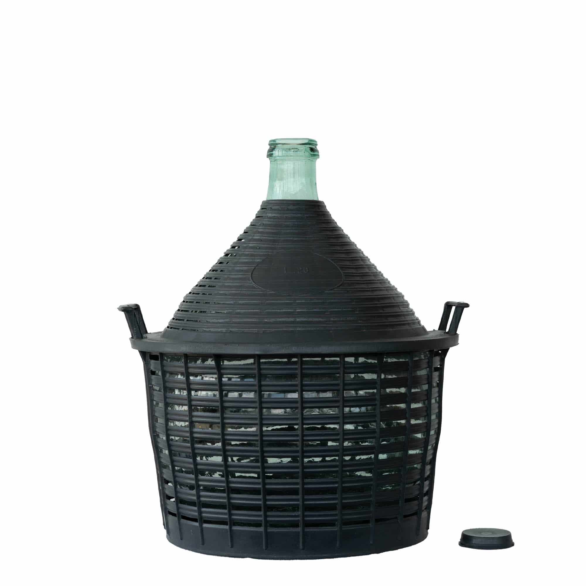 Bombola a pallone da 20 l, collo stretto, vetro, bocca: coperchio a cappuccio