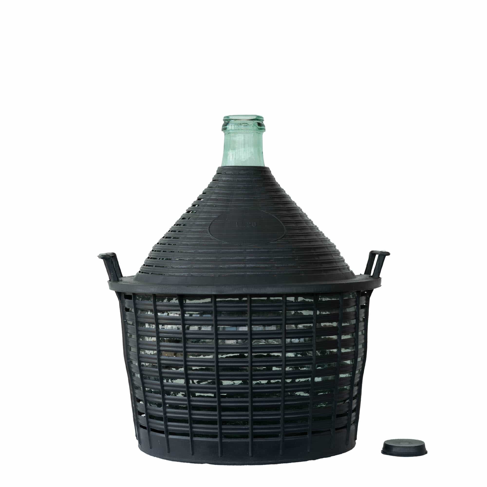 Bombola a pallone da 20 l, collo stretto, vetro, bocca: coperchio a cappuccio
