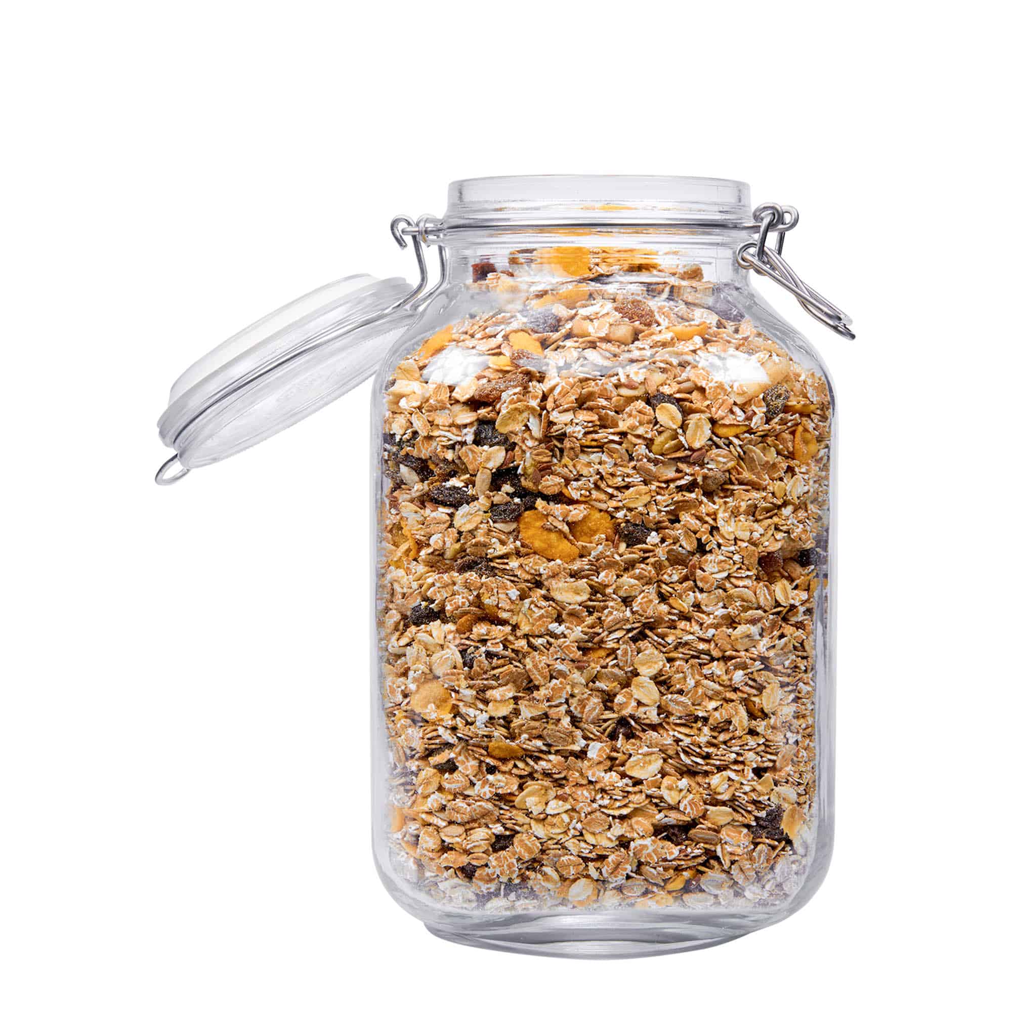 Barattolo con chiusura a filo "Fido" da 3.000 ml, quadrato, bocca: chiusura a filo