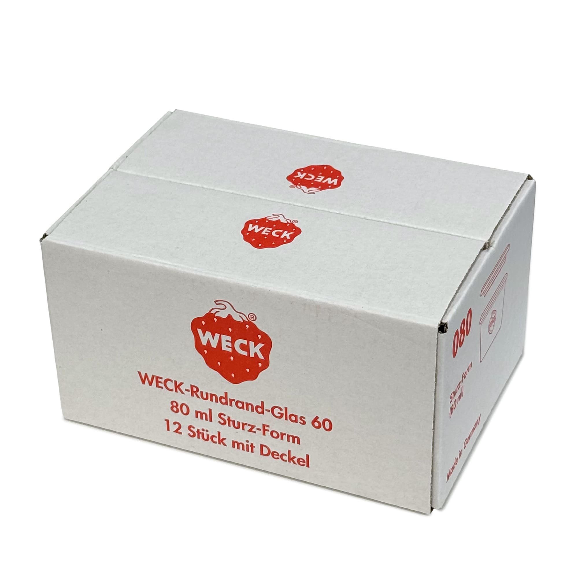 12x 80 ml vaso WECK a bocca larga con coperchio in vetro RR 60