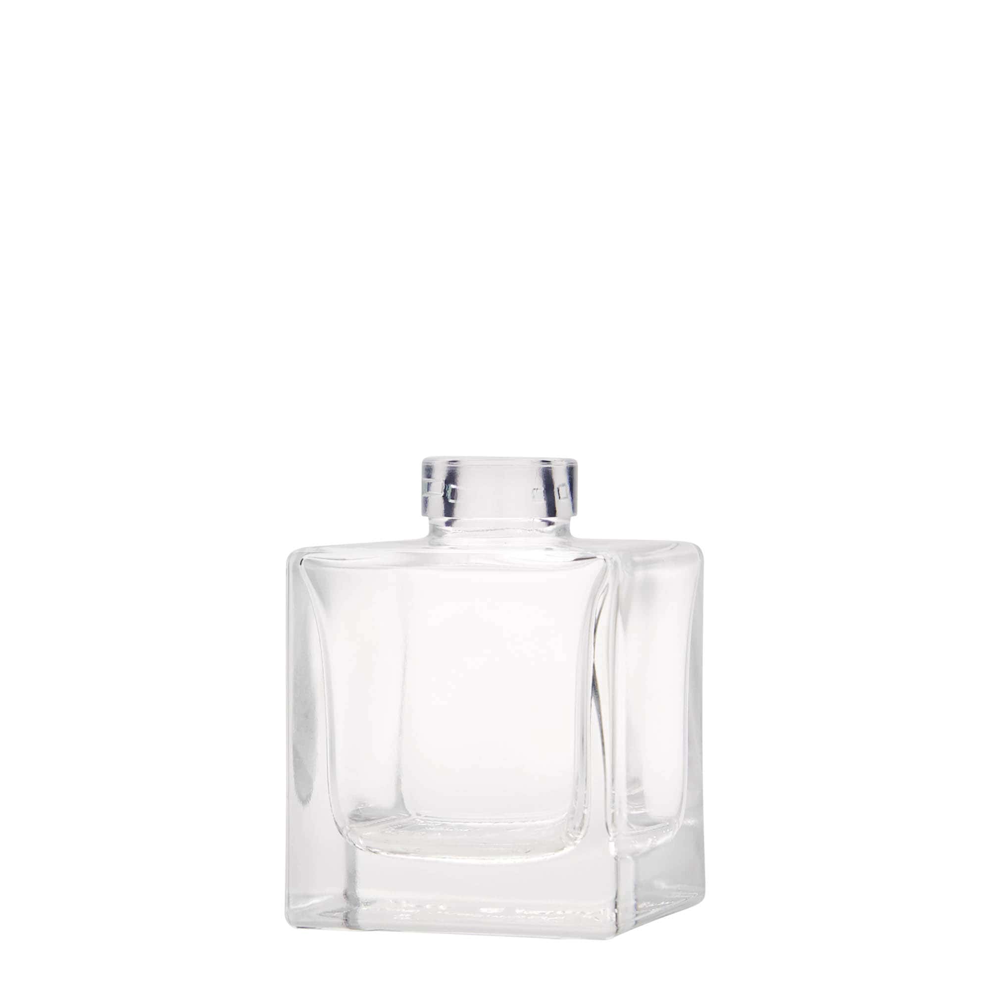 Bottiglia di vetro da 100 ml 'Cube', quadrata, bocca: sughero Bottiglia di vetro da 100 ml 'Cube', quadrata, bocca: sughero