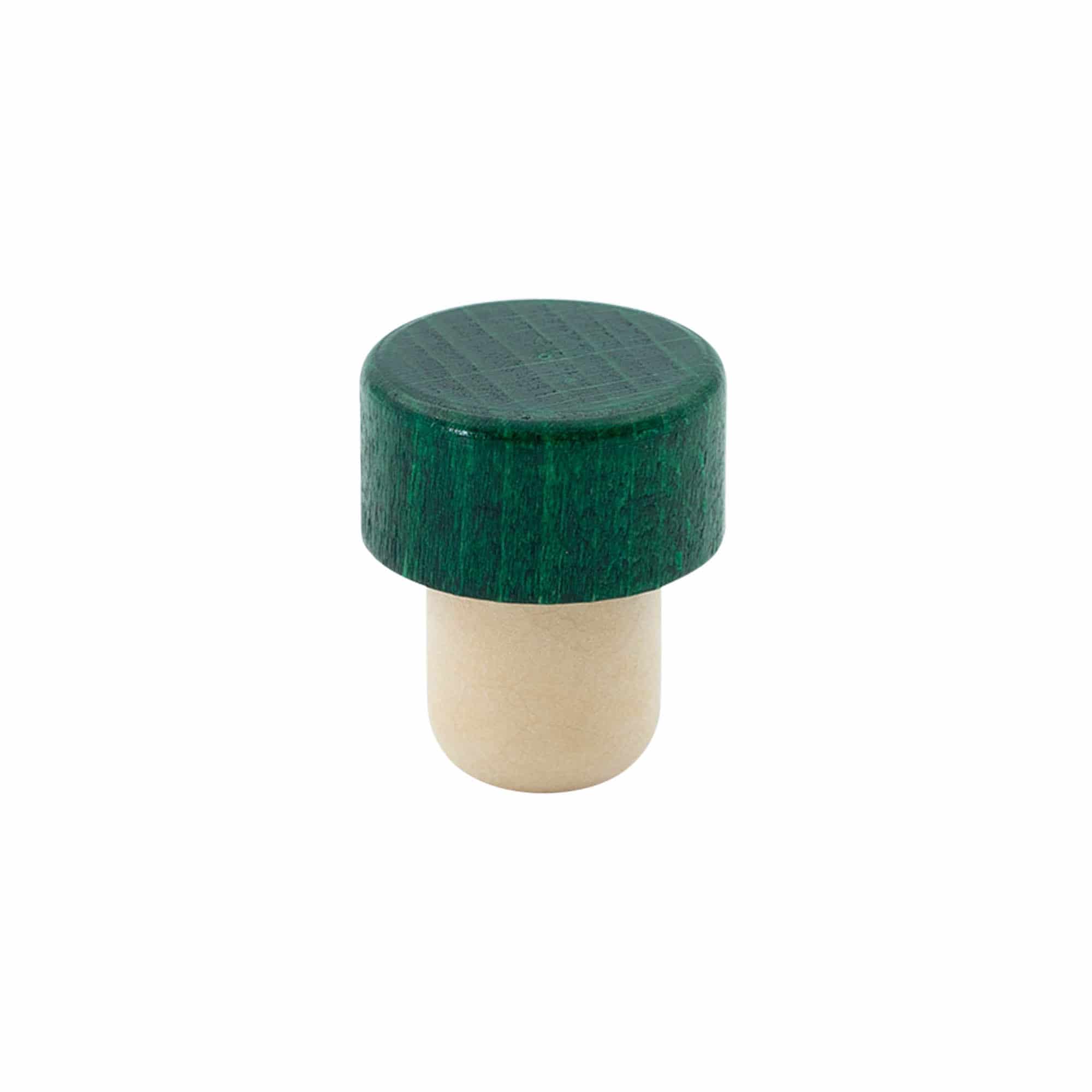 Tappo a fungo 19 mm, legno, verde, per imboccatura: fascetta Tappo a fungo 19 mm, legno, verde, per imboccatura: fascetta