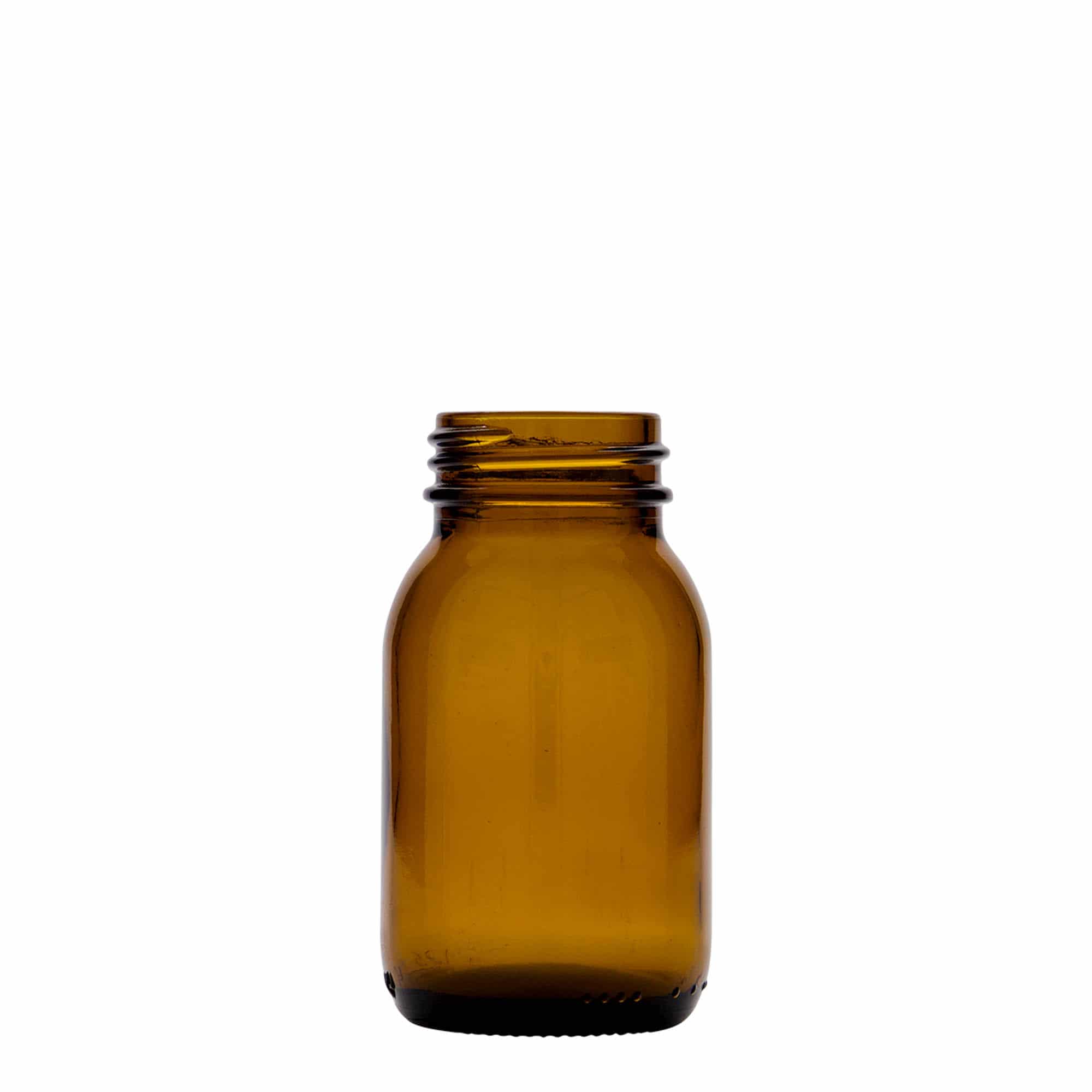 125 ml Vasetto di vetro a bocca larga, marrone, imboccatura: DIN 40 125 ml Vasetto di vetro a bocca larga, marrone, imboccatura: DIN 40