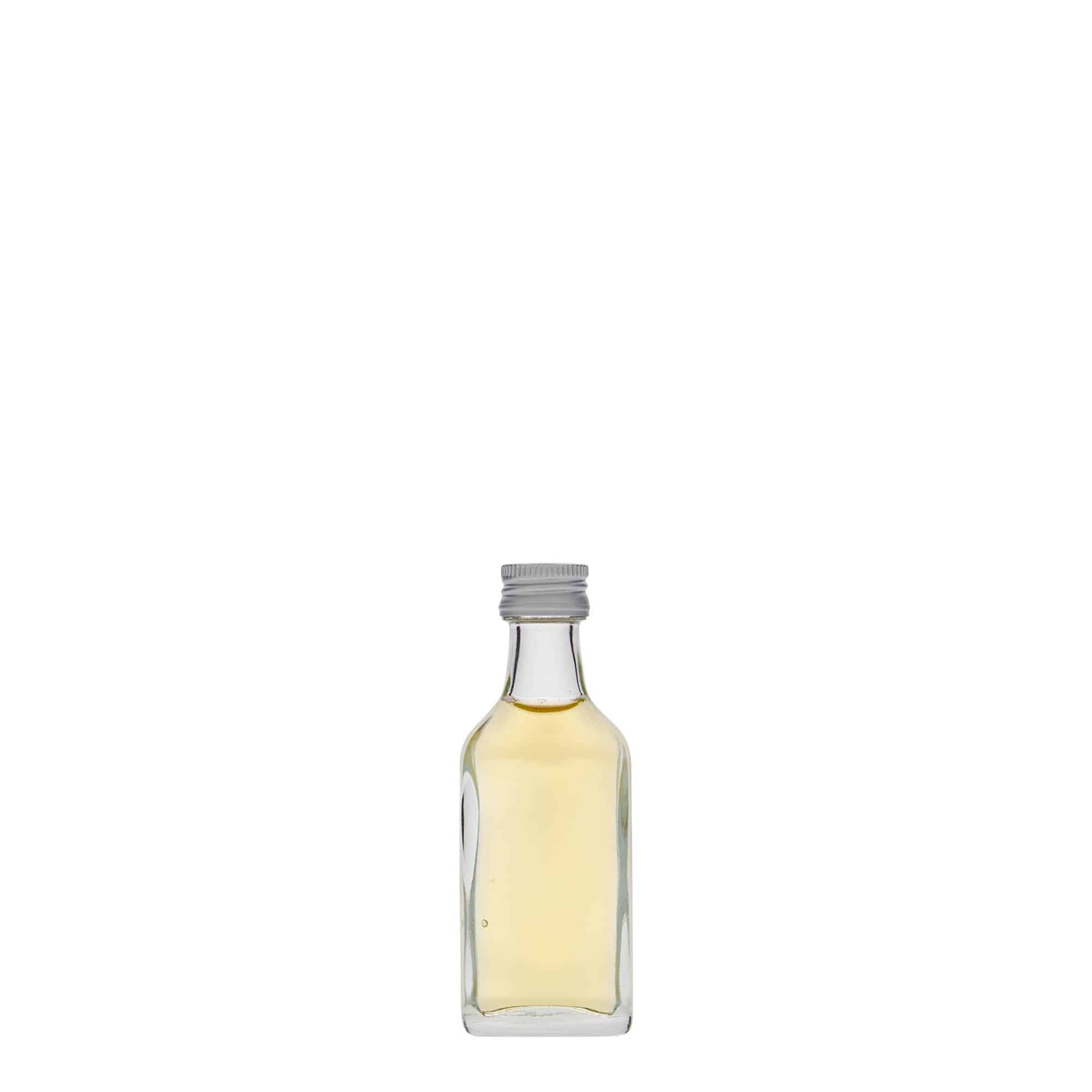 Bottiglia tascabile da 20 ml, rettangolare, vetro, bocca: PP 18 Bottiglia tascabile da 20 ml, rettangolare, vetro, bocca: PP 18