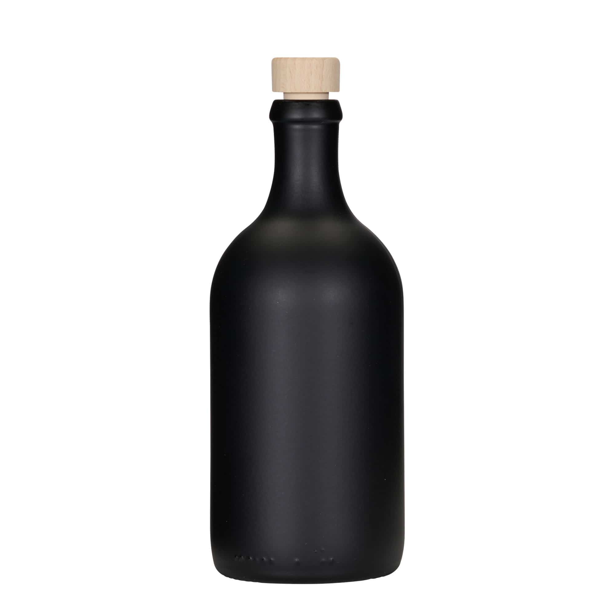 500 ml Bottiglia di vetro 'Ginevra Leggera', vetro, nero, imboccatura: fascetta