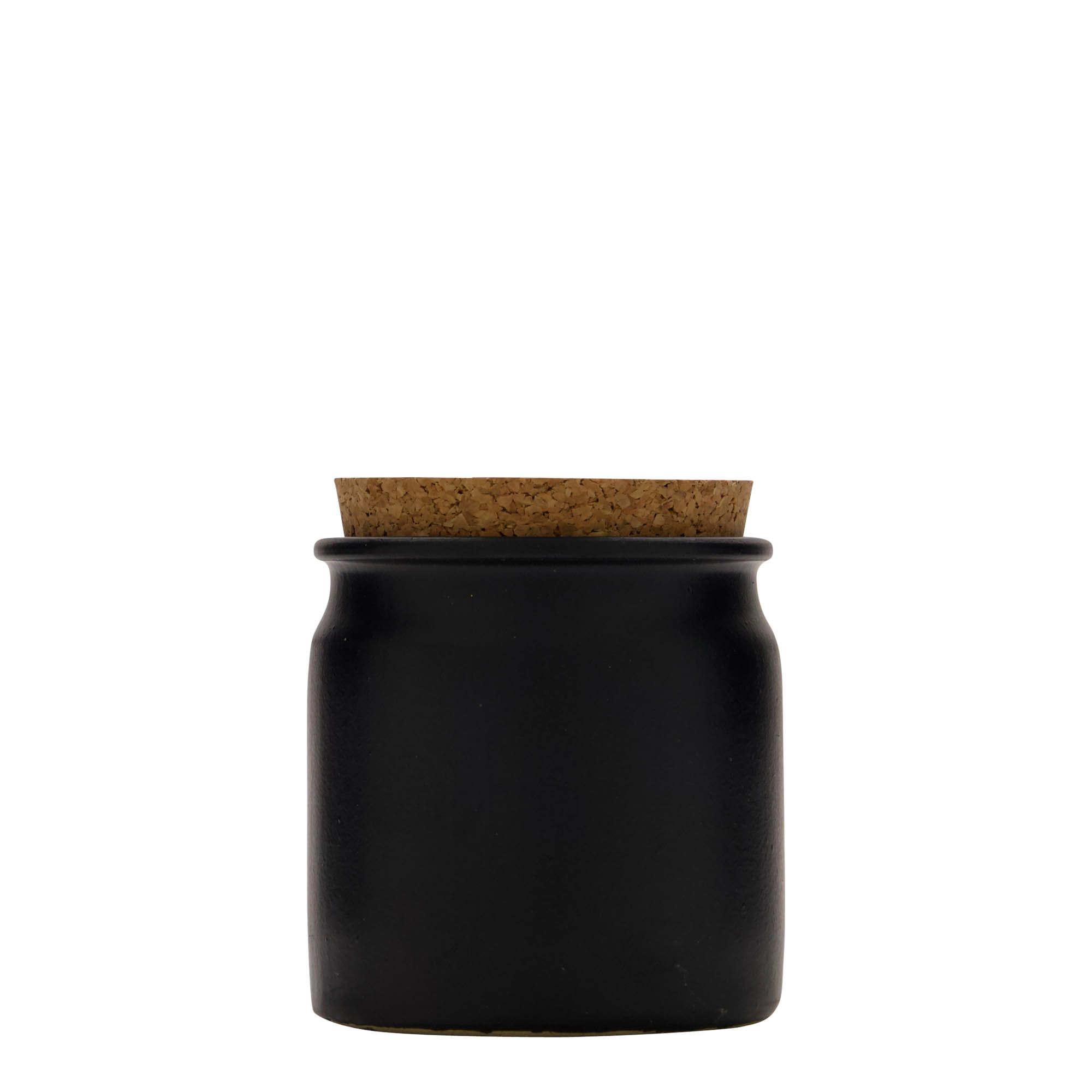 Vaso in gres da 160 ml, ceramica, nero, bocca: sughero Vaso in gres da 160 ml, ceramica, nero, bocca: sughero