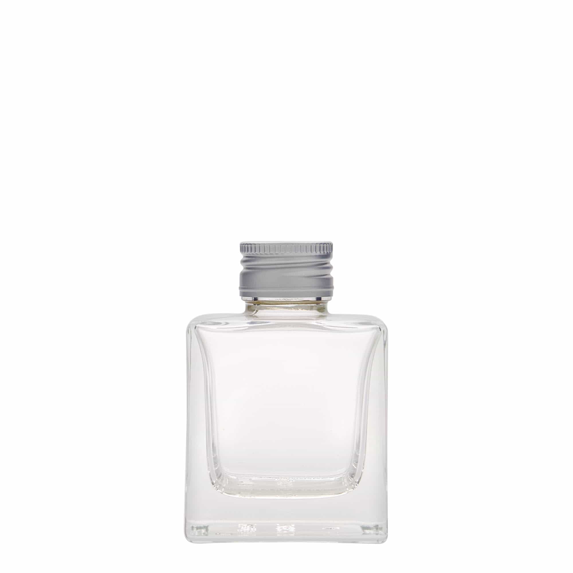 Bottiglia di vetro da 100 ml 'Cube', quadrata, bocca: PP 28