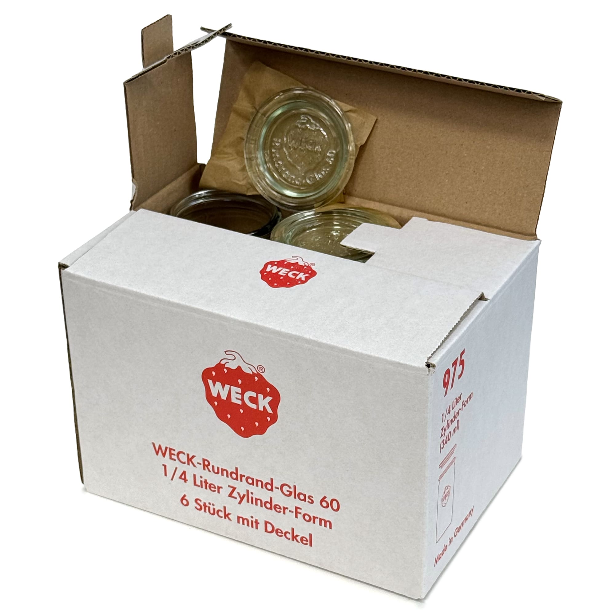 6x 340 ml WECK barattolo cilindrico con coperchio in vetro RR 60