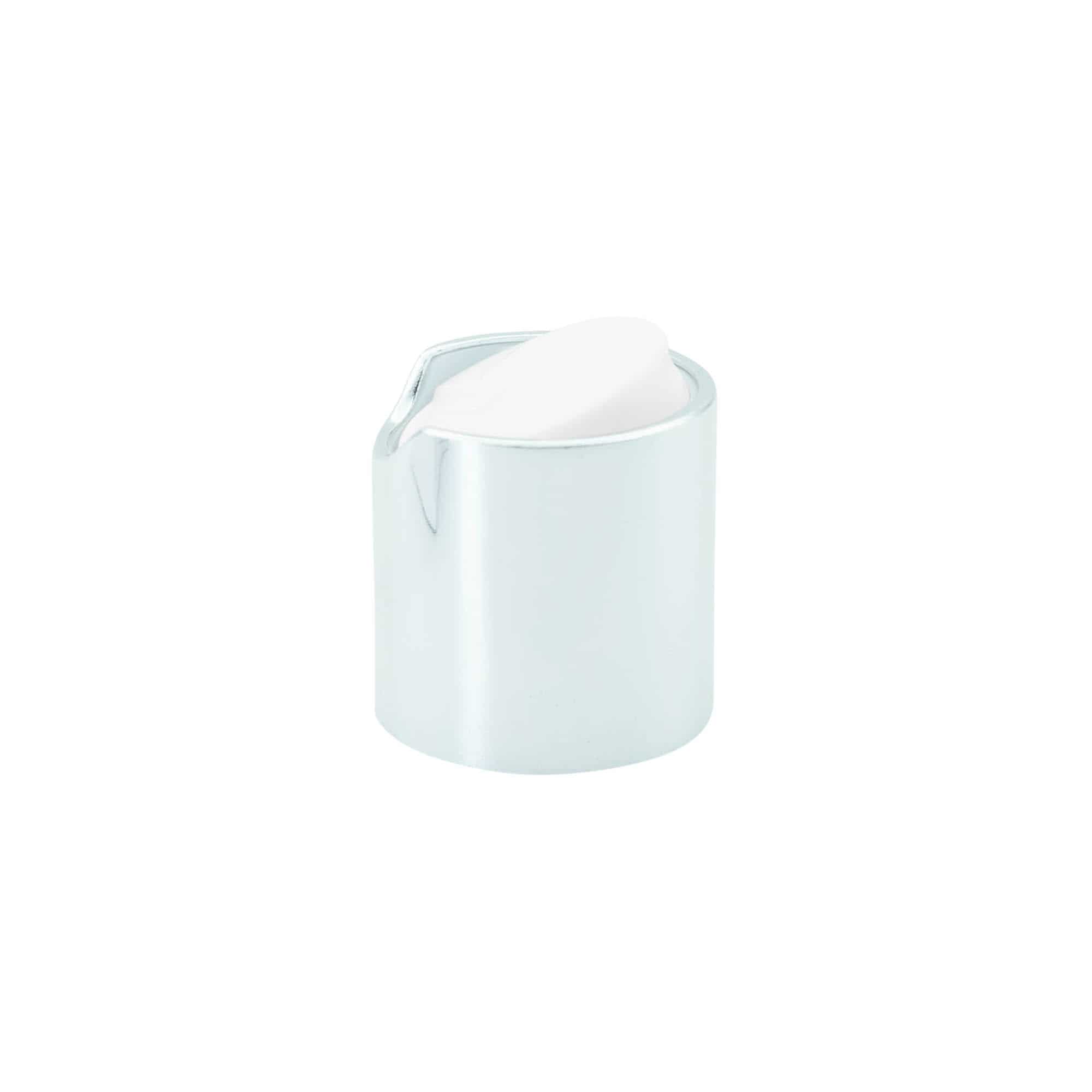 Tappo a vite Disc-Top, plastica PP, argento, per imboccatura: 24/410