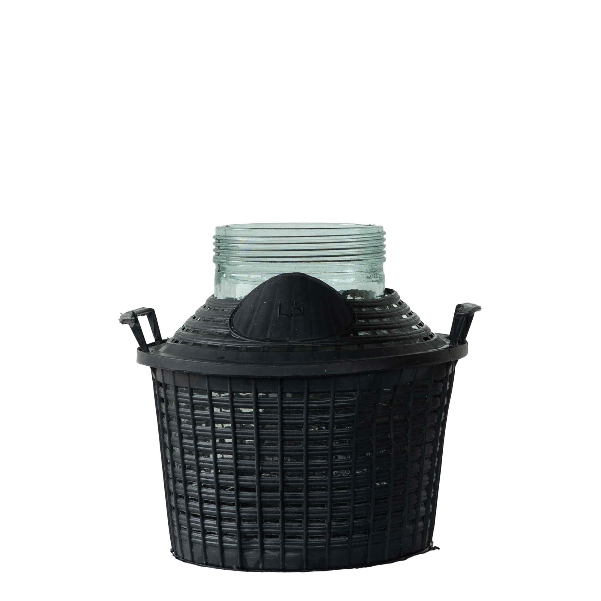 Bombola a pallone da 5 l, collo largo, vetro, bocca: chiusura a vite