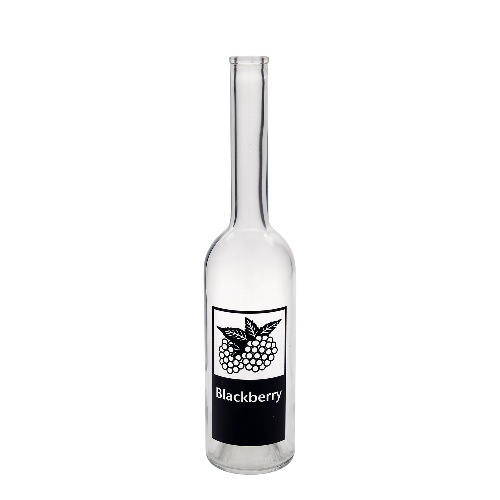 Bottiglia di vetro da 500 ml 'Opera', motivo: Mora, bocca: sughero Bottiglia di vetro da 500 ml 'Opera', motivo: Mora, bocca: sughero