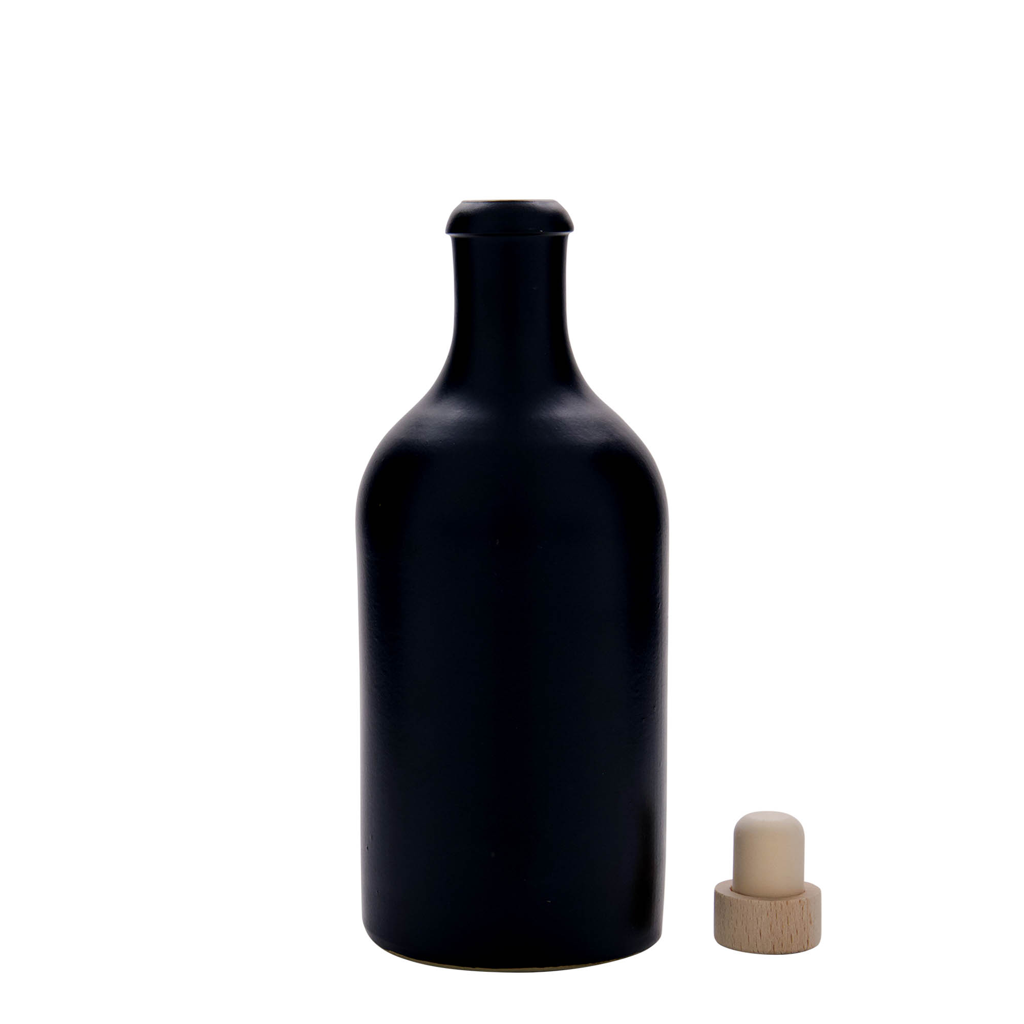 Boccale da 500 ml, gres, nero, bocca: sughero