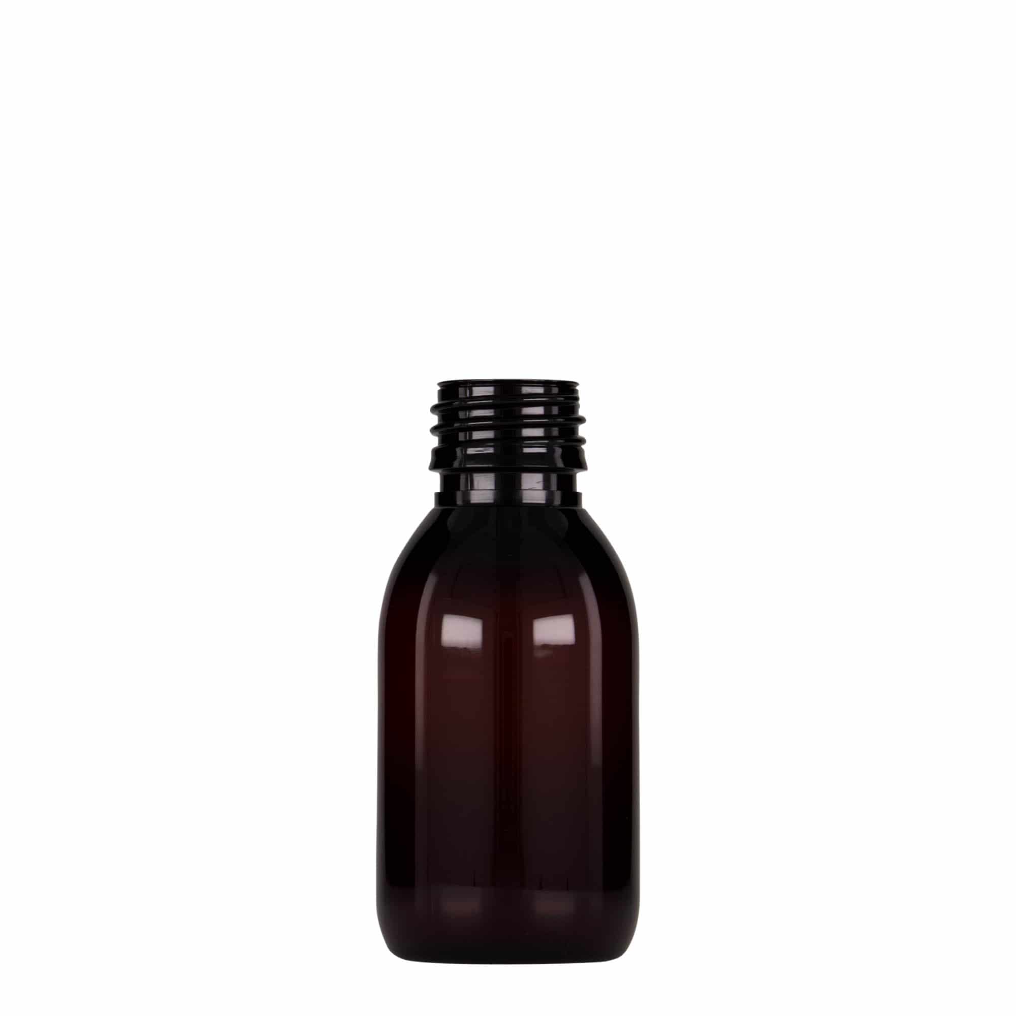 100 ml bottiglia medica in PET, marrone, plastica, bocca: PP 28 100 ml bottiglia medica in PET, marrone, plastica, bocca: PP 28