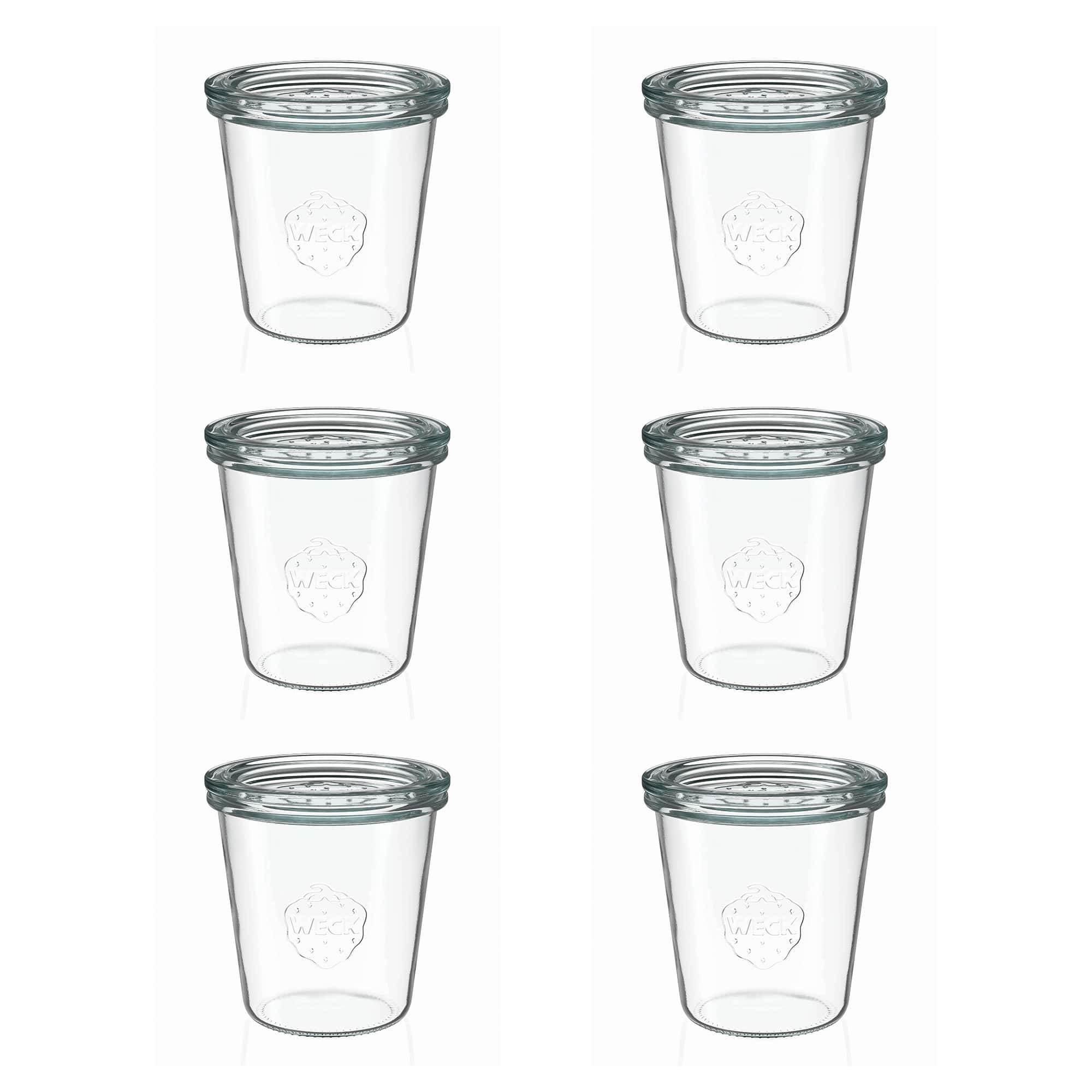 6x 290 ml vaso WECK a bocca larga alto con coperchio in vetro RR 80
