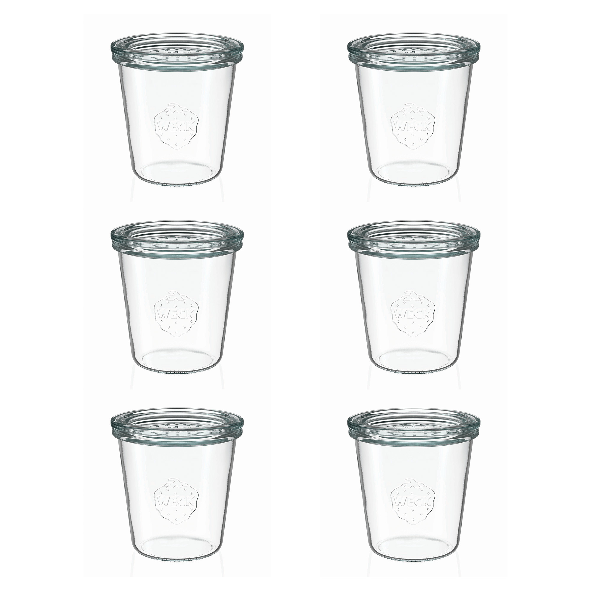 6x 290 ml vaso WECK a bocca larga alto con coperchio in vetro RR 80