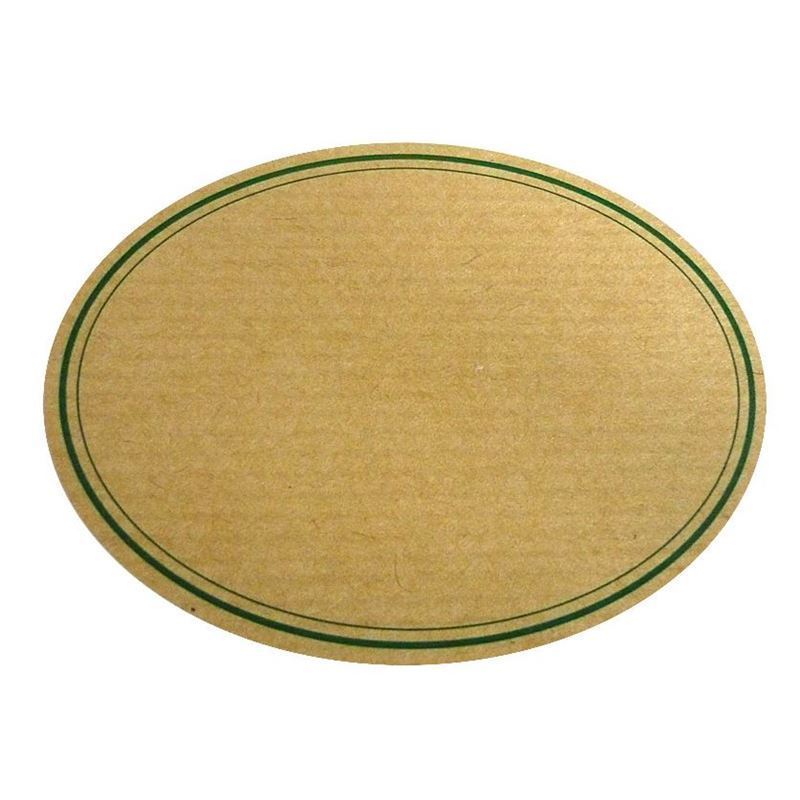 Etichetta naturale, ovale, carta, verde-marrone Etichetta naturale, ovale, carta, verde-marrone