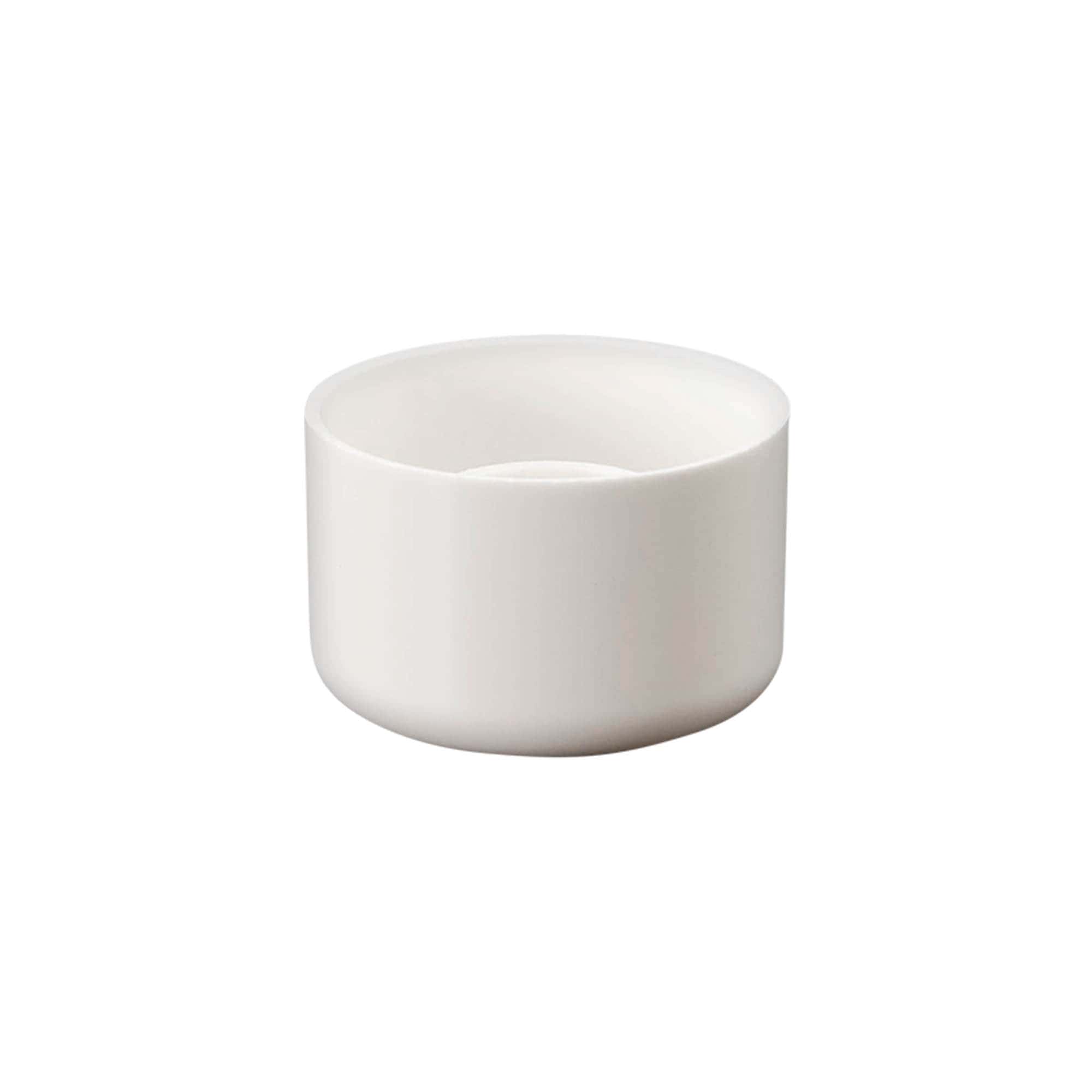 Tappo a vite per bottiglia rotonda con inserto a siringa, plastica PE, bianco, per bocca: DIN 18