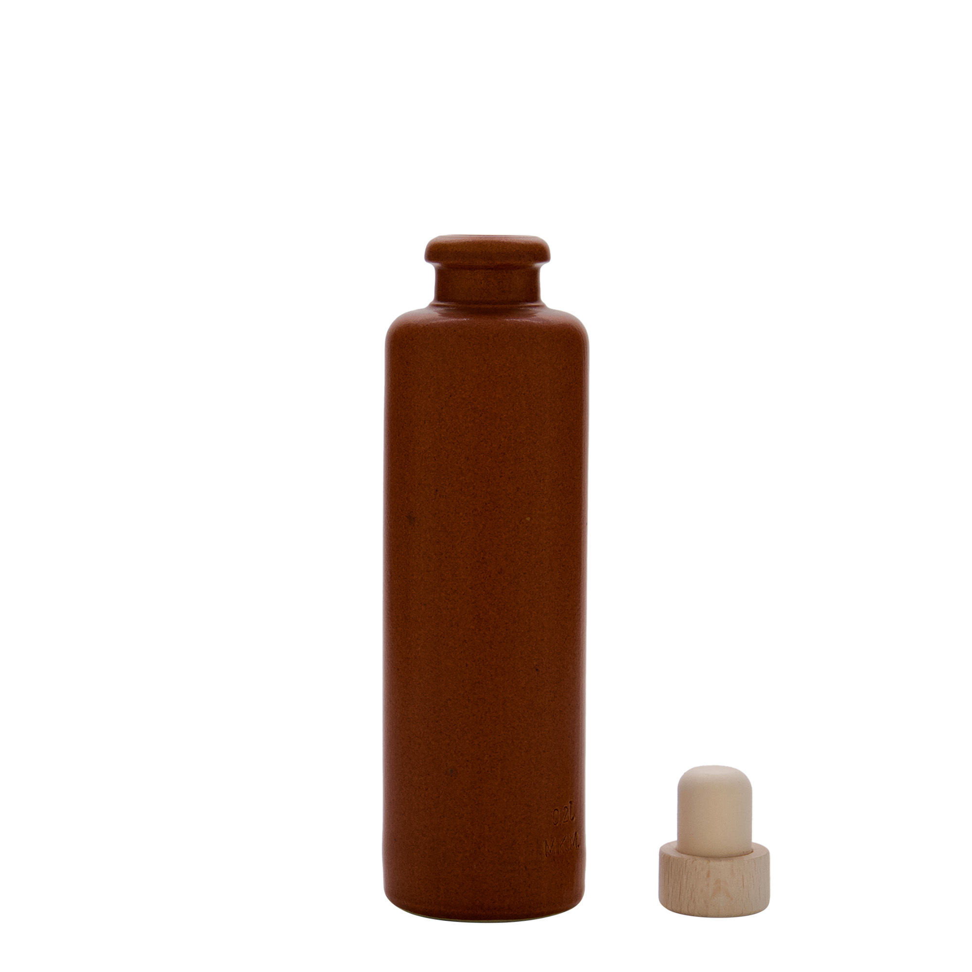 Boccale da 200 ml, gres, rosso-marrone, bocca: sughero