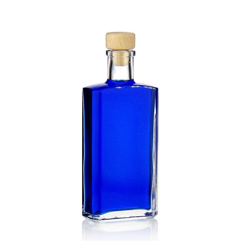 Bottiglia di vetro da 200 ml 'Shiny', rettangolare, bocca: sughero Bottiglia di vetro da 200 ml 'Shiny', rettangolare, bocca: sughero