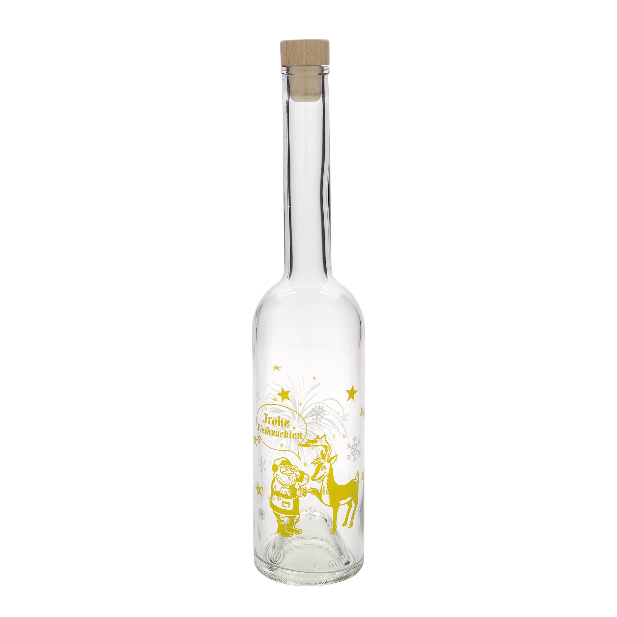 Bottiglia di vetro da 500 ml 'Opera', motivo: Fuochi d'artificio, bocca: tappo di sughero Bottiglia di vetro da 500 ml 'Opera', motivo: Fuochi d'artificio, bocca: tappo di sughero
