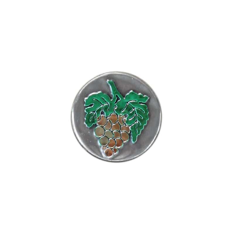 Etichetta metallica 'Uva', rotonda, stagno, argento
