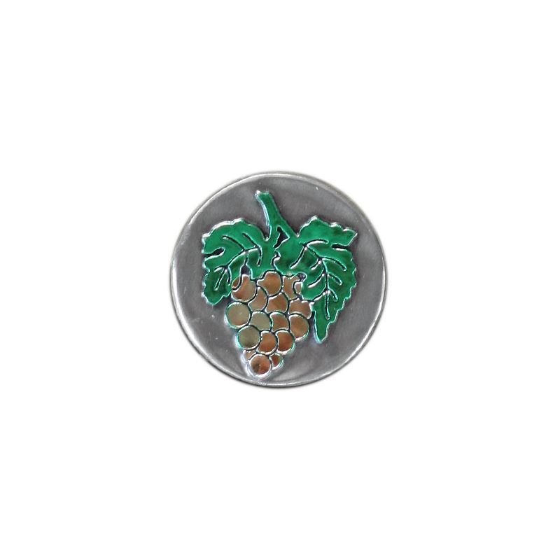 Etichetta in stagno 'Uva', rotonda, metallo, argento Etichetta in stagno 'Uva', rotonda, metallo, argento