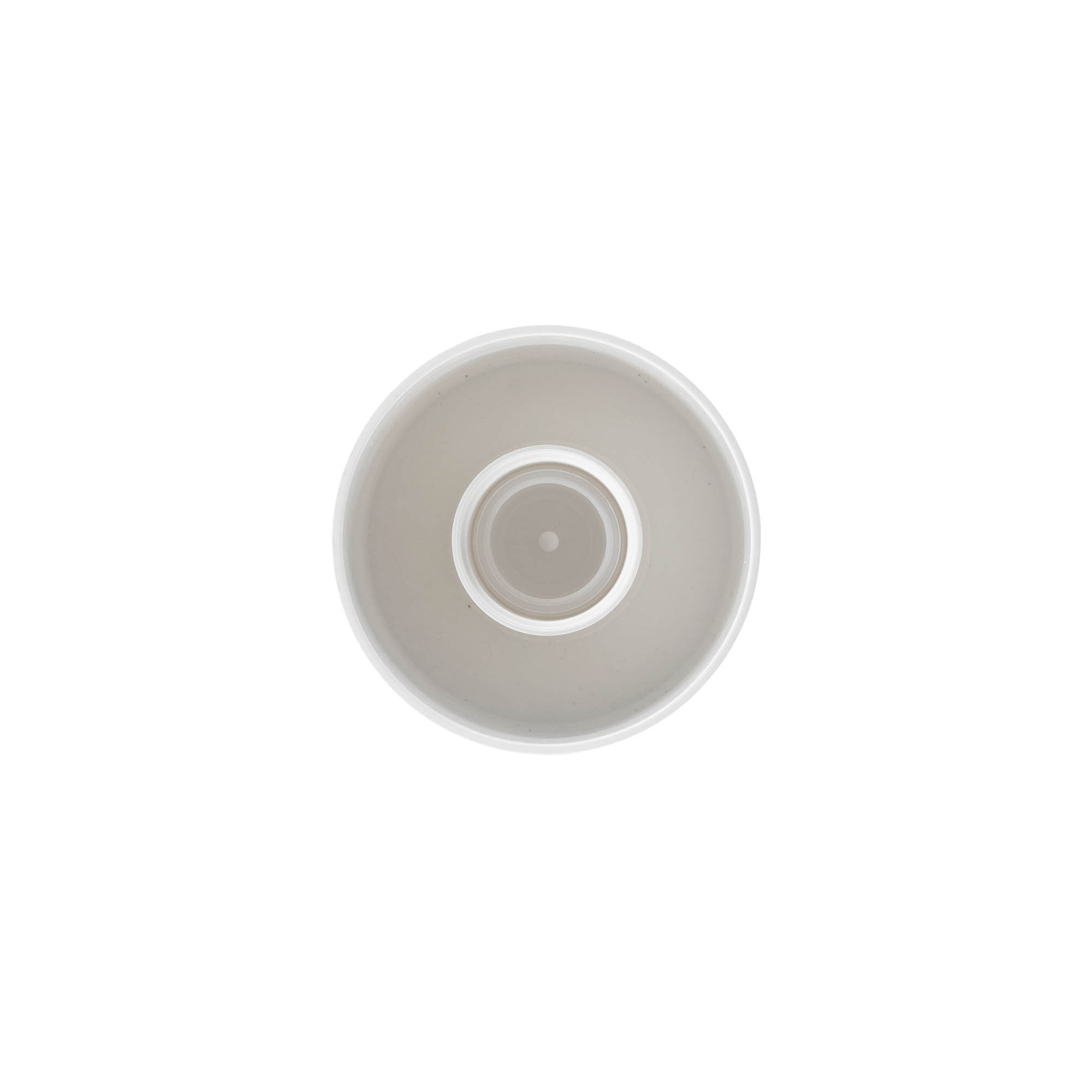 Tappo a vite per bottiglia rotonda con inserto a siringa, plastica PE, bianco, per bocca: DIN 25
