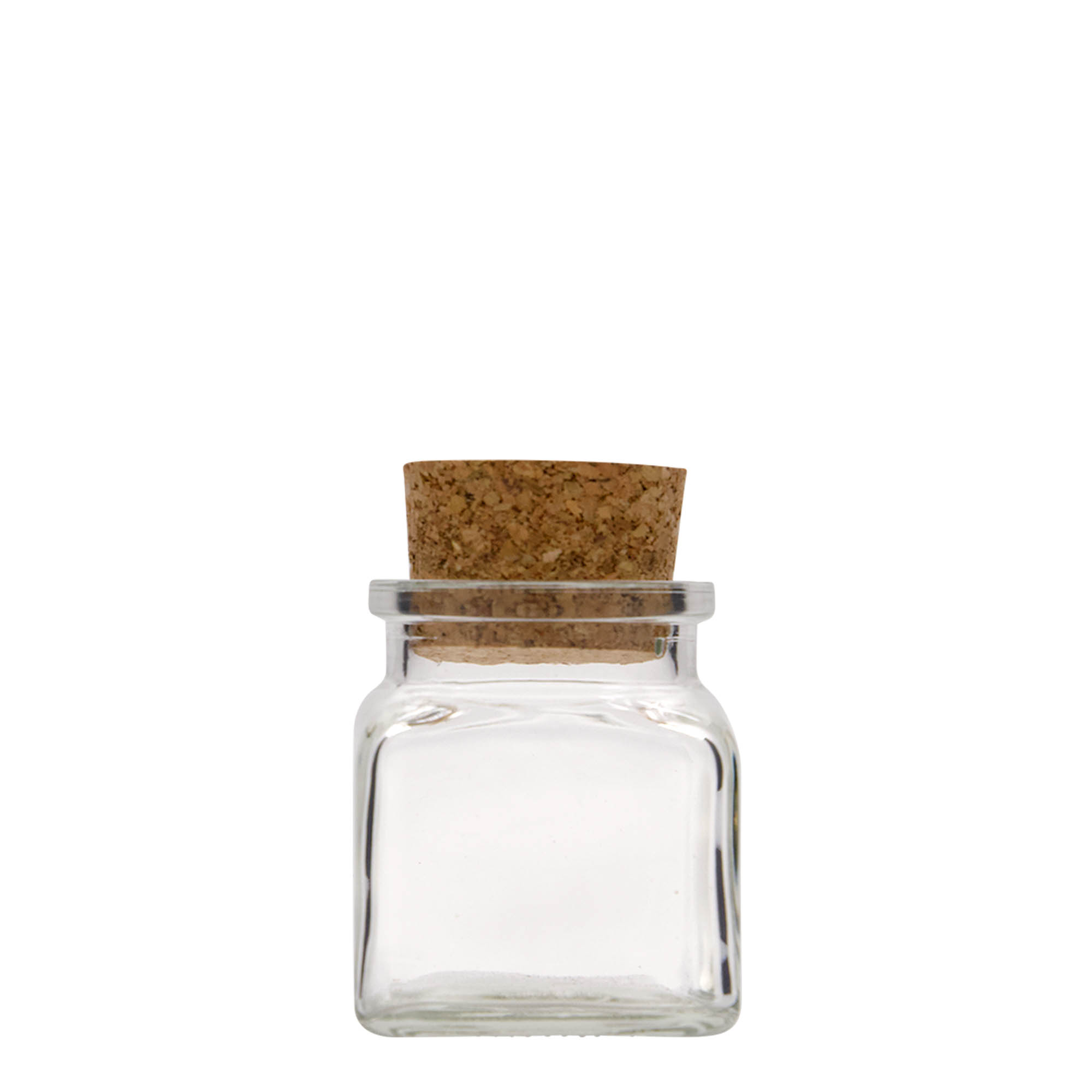 120 ml barattolo con tappo in sughero, quadrato, bocca: sughero