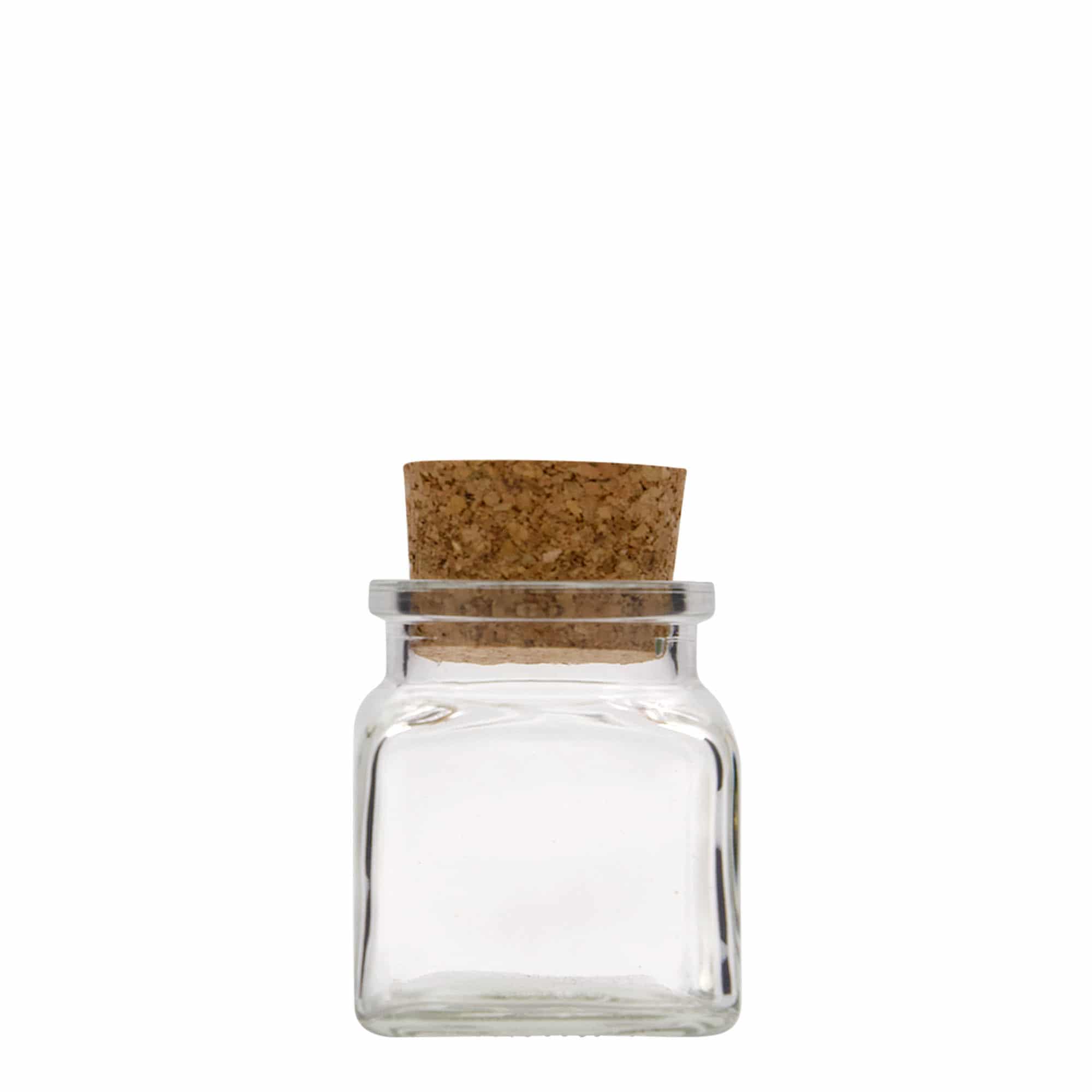 120 ml barattolo con tappo in sughero, quadrato, bocca: sughero