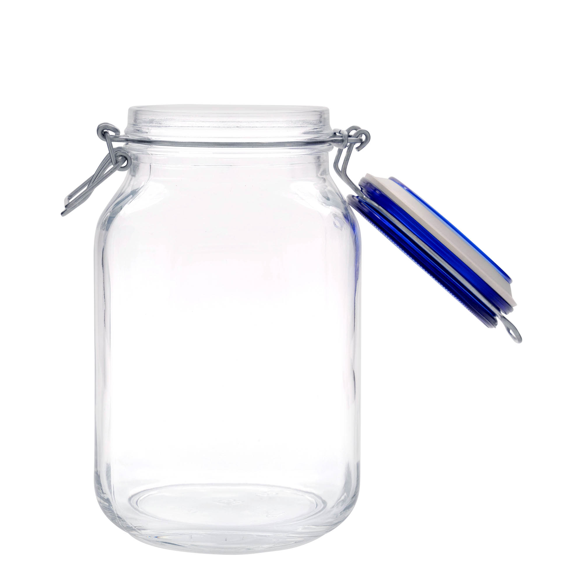 Barattolo con chiusura a filo 'Fido' da 2.000 ml, tappo blu, quadrato, apertura: chiusura a filo