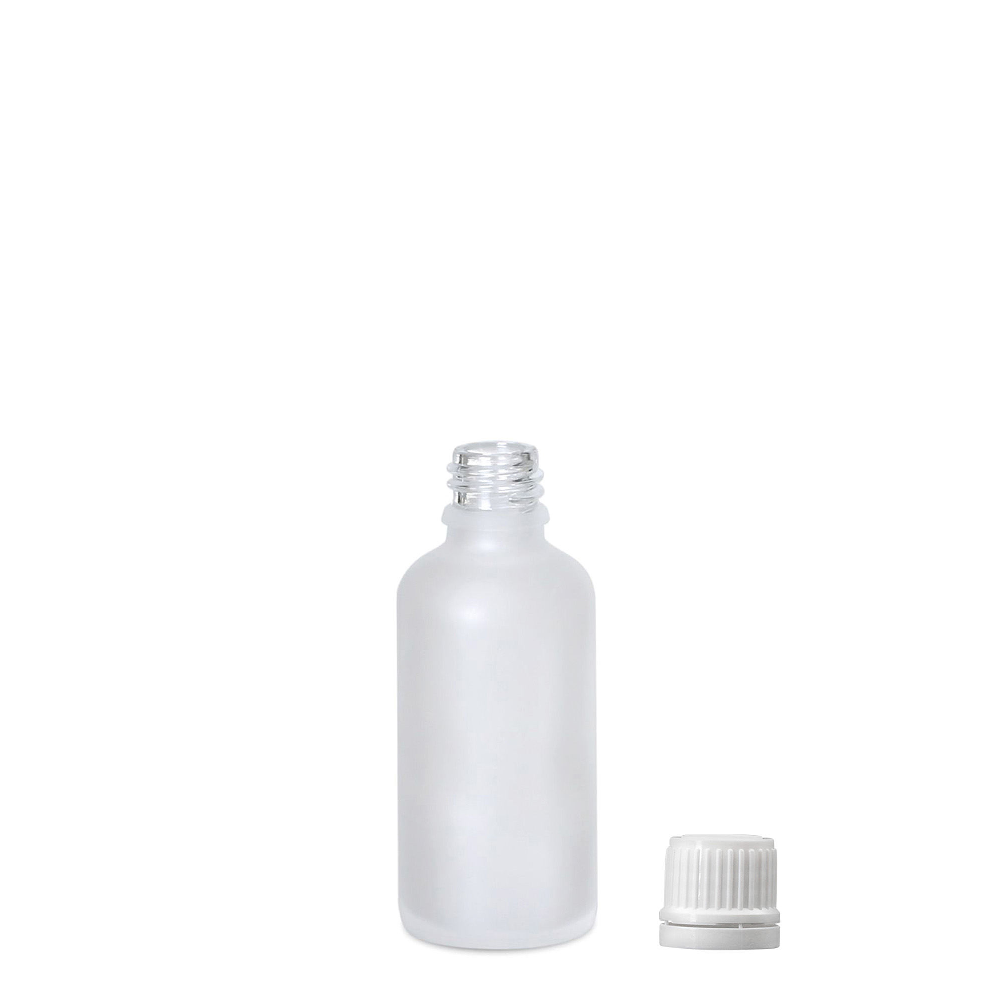 50 ml bottiglia medicinale, vetro, ghiacciato, bocca: DIN 18