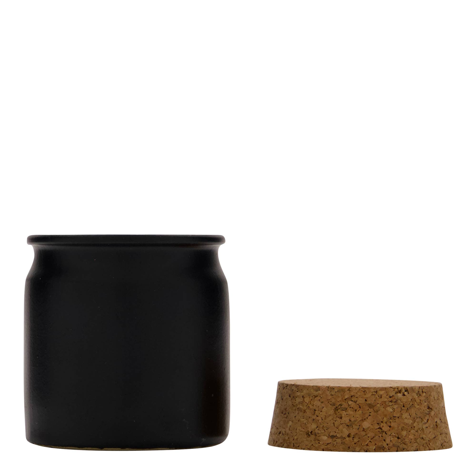 Vaso in gres da 160 ml, ceramica, nero, bocca: sughero