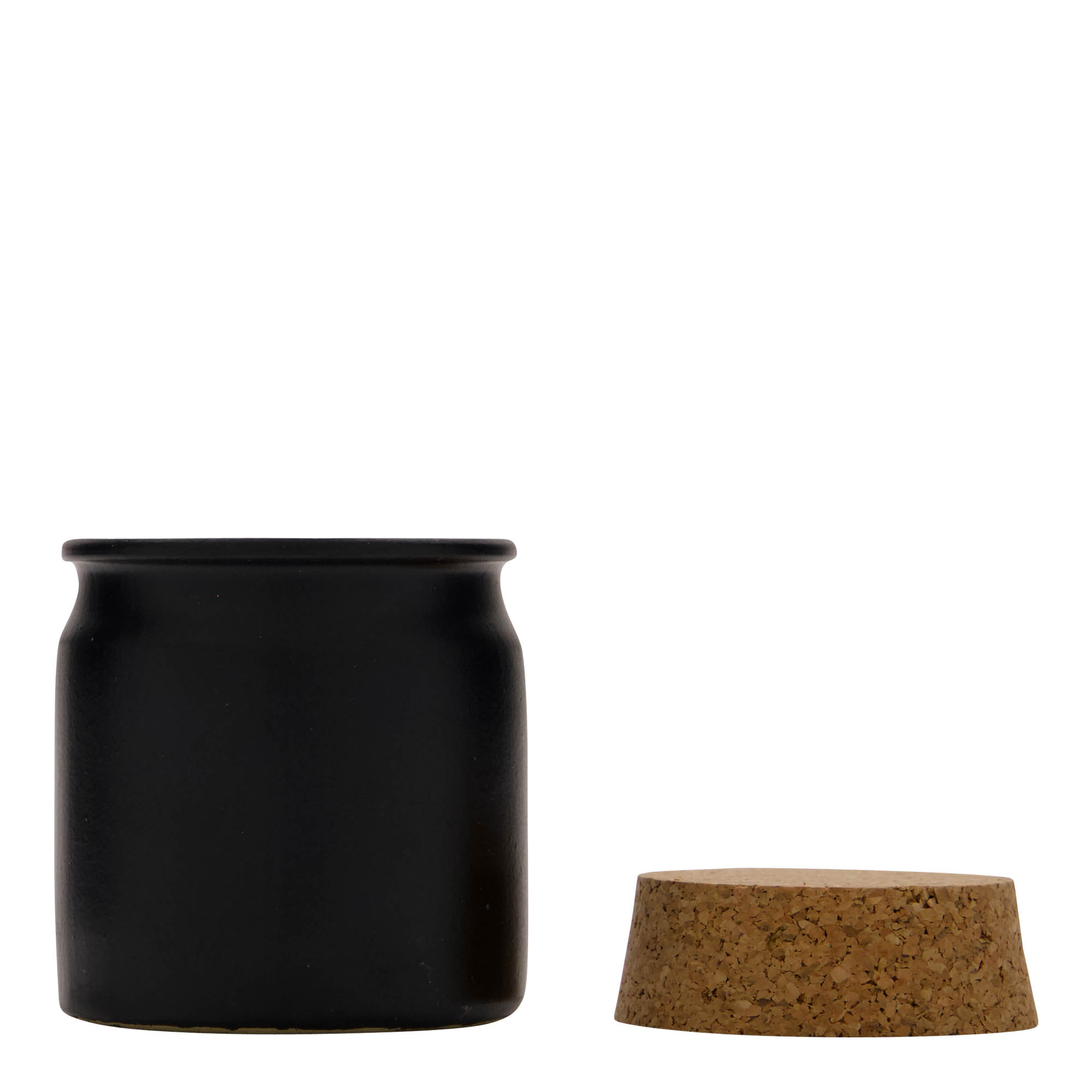 Vaso in gres da 160 ml, ceramica, nero, bocca: sughero Vaso in gres da 160 ml, ceramica, nero, bocca: sughero