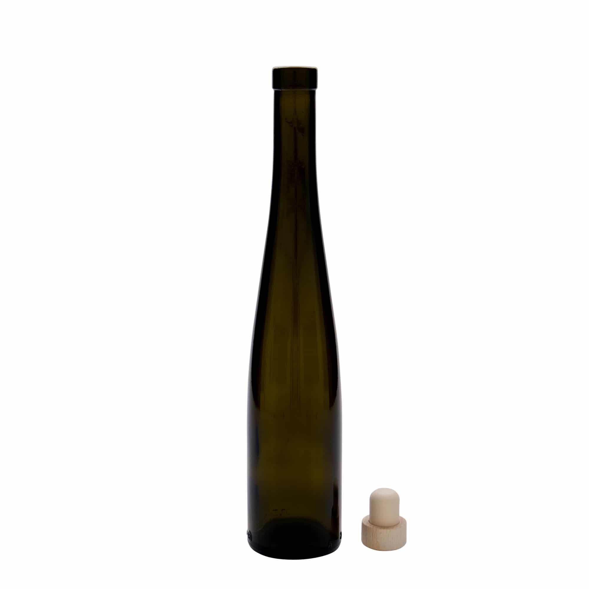 Bottiglia di vetro da 375 ml 'Weinschlegel', verde antico, bocca: sughero