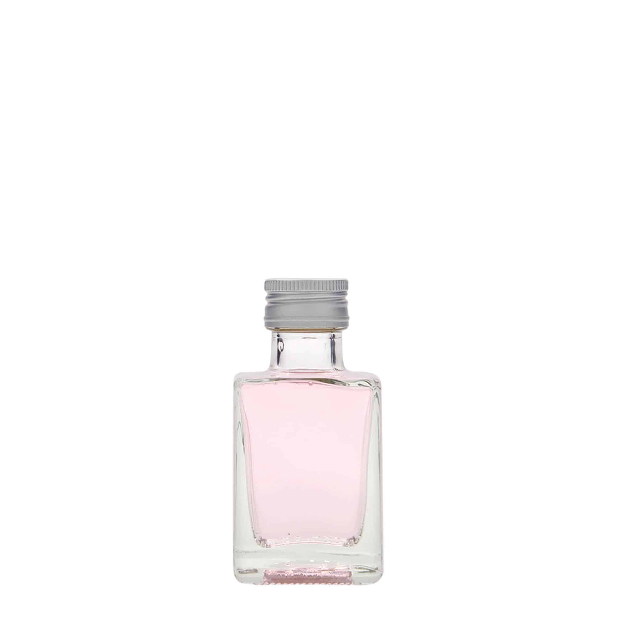 50 ml Bottiglia di vetro 'Cube', quadrata, imboccatura: PP 24