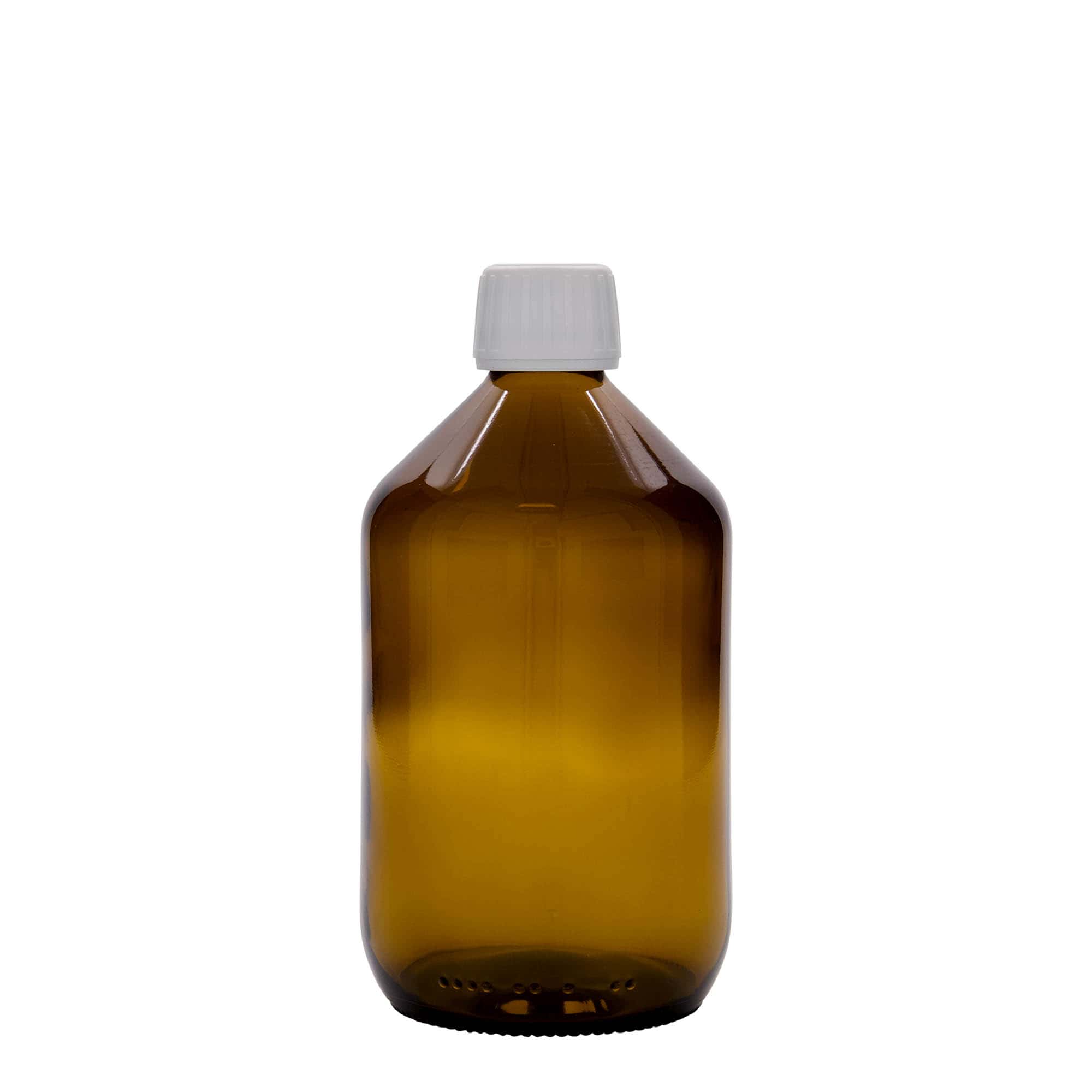 500 ml bottiglia medicinale, marrone, vetro, bocca: PP 28