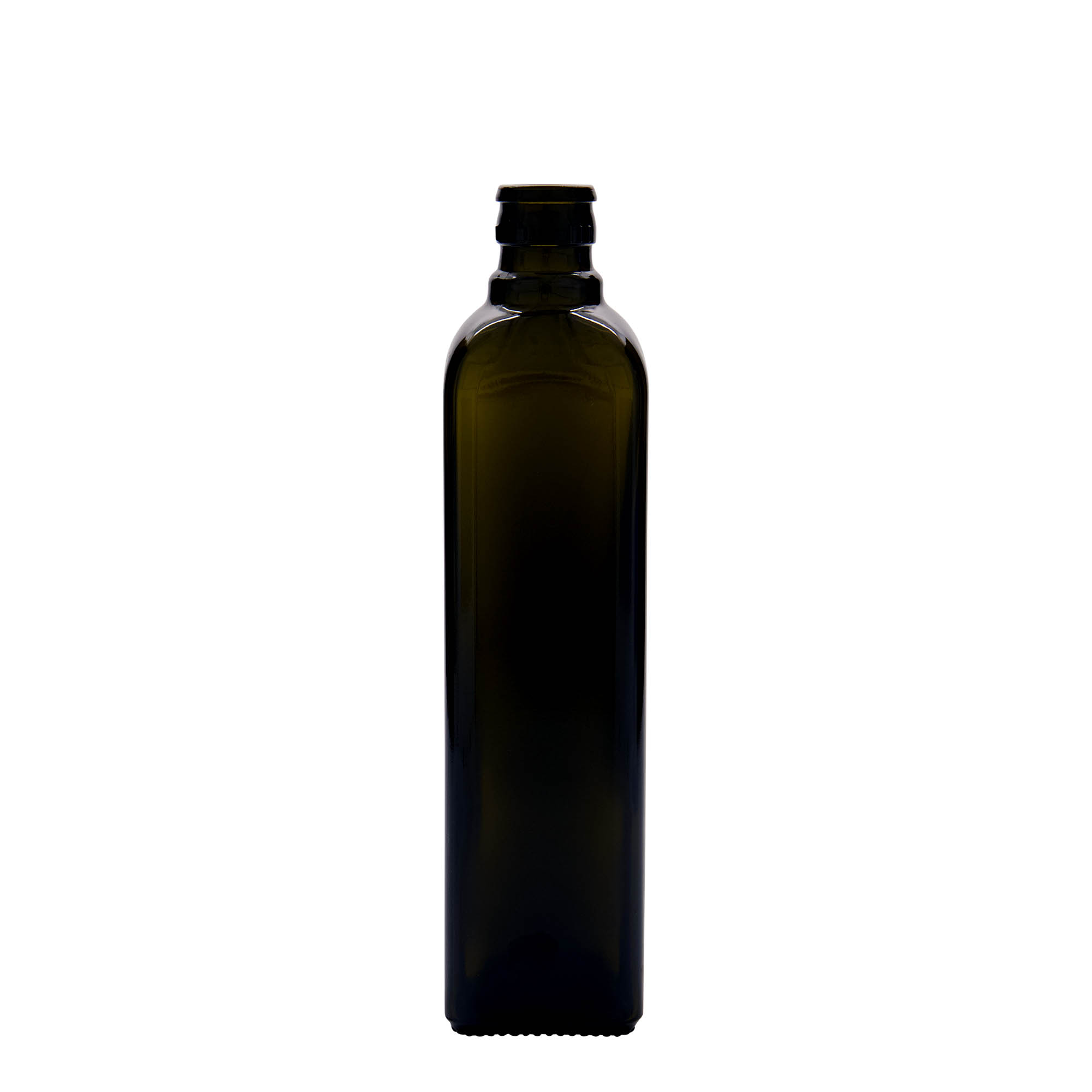 Bottiglia per aceto/olio 'Quadra' 500 ml, vetro, quadrata, verde antico, bocca: DOP