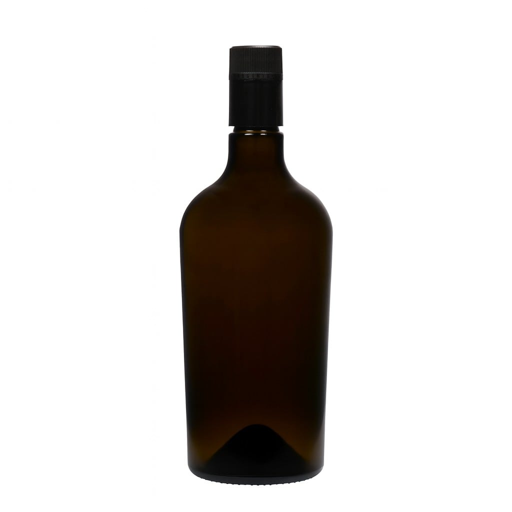 Bottiglia per aceto/olio da 750 ml 'Oleum', vetro, verde antico, bocca: DOP