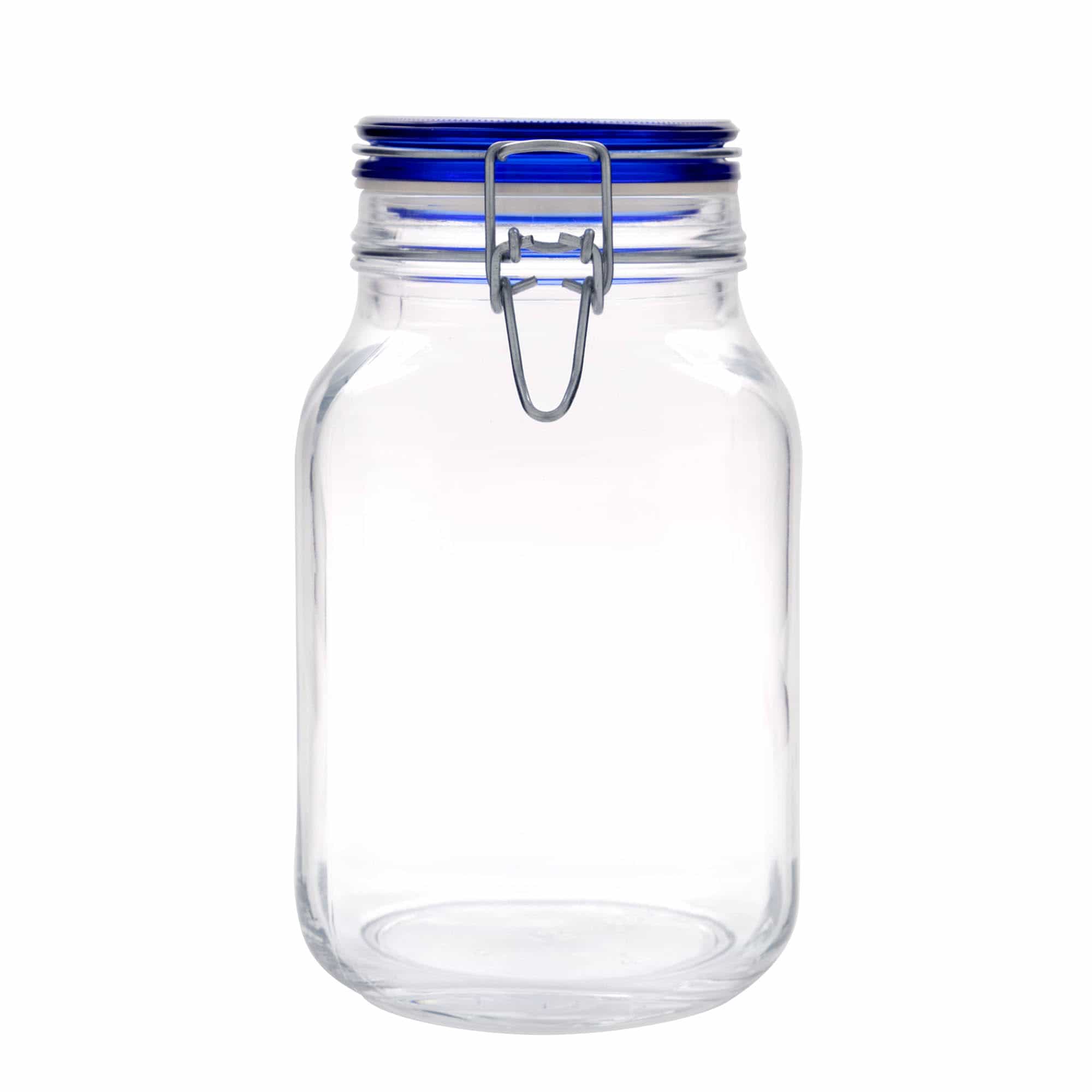 Barattolo con chiusura a filo 'Fido' da 2.000 ml, tappo blu, quadrato, apertura: chiusura a filo