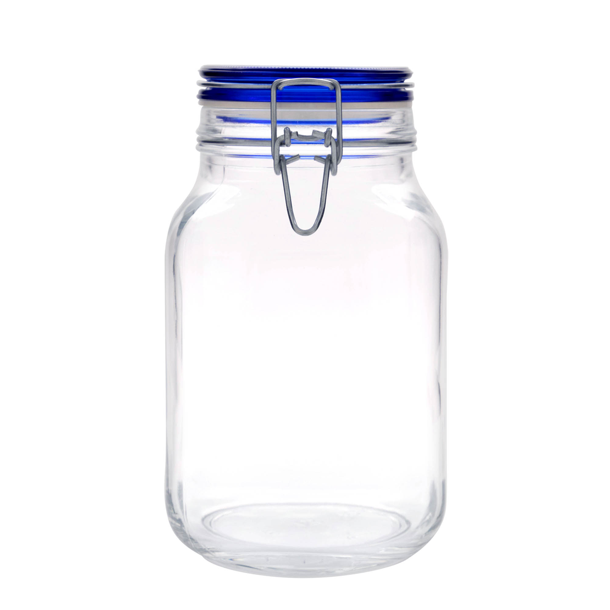Barattolo con chiusura a filo 'Fido' da 2.000 ml, tappo blu, quadrato, apertura: chiusura a filo