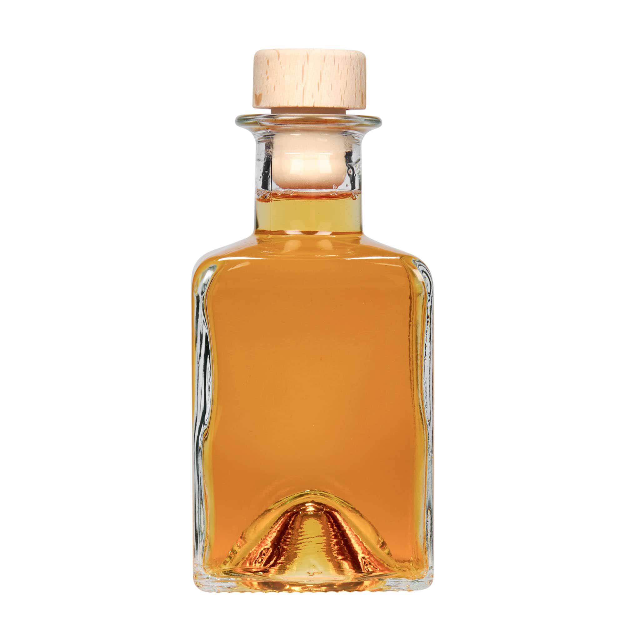 200 ml Bottiglia di vetro 'Kubica', quadrata, imboccatura: fascetta
