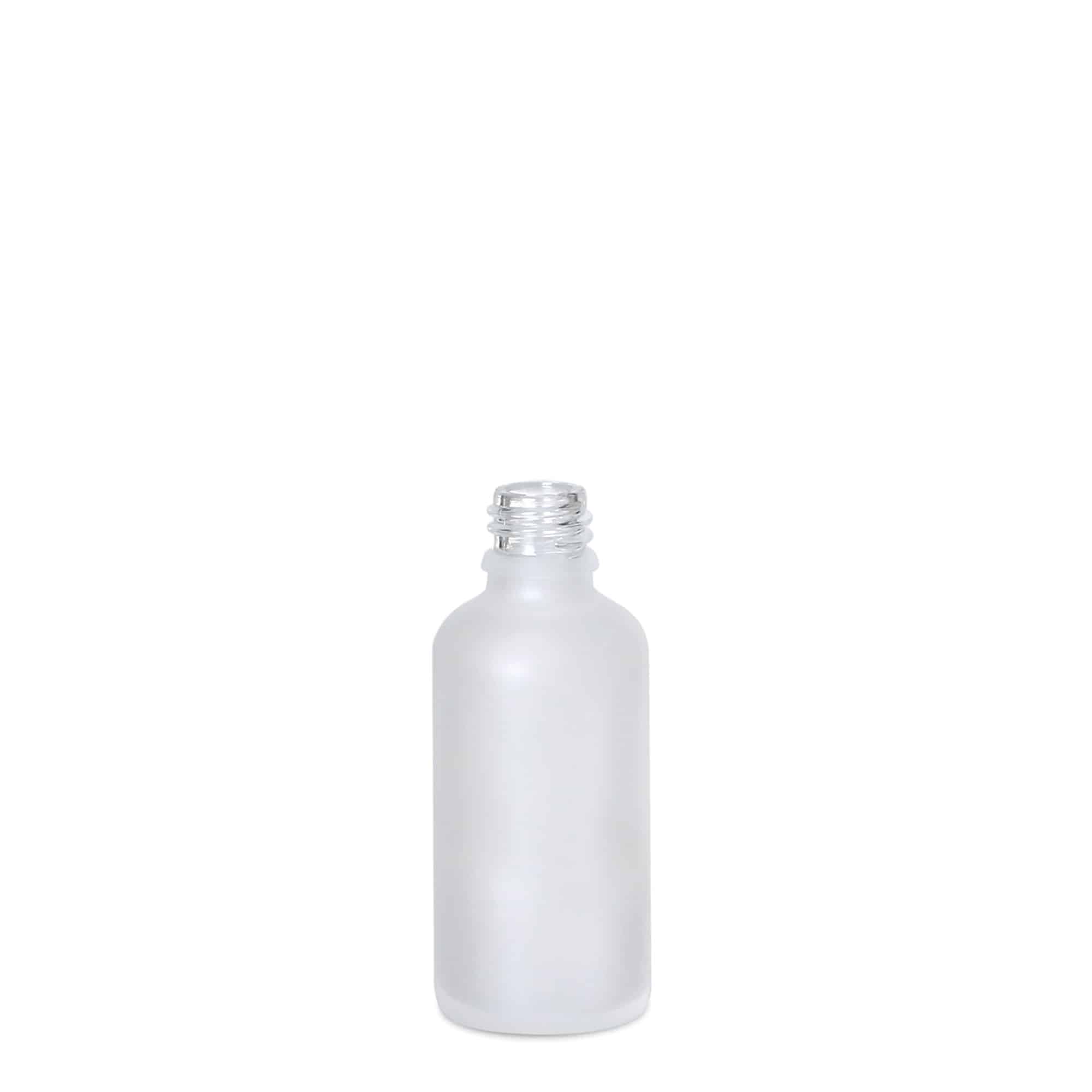 50 ml bottiglia medicinale, vetro, ghiacciato, bocca: DIN 18