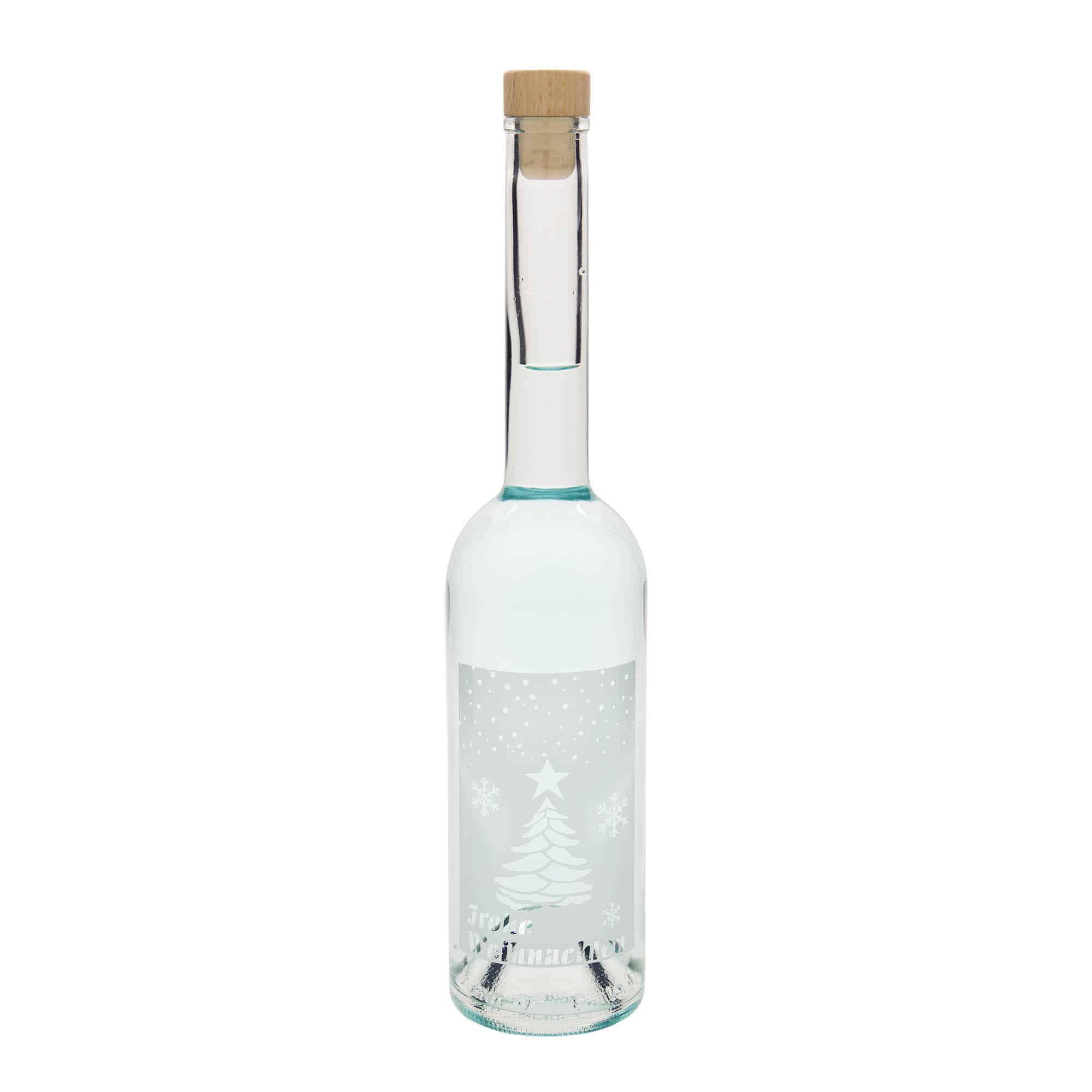 500 ml Bottiglia di vetro 'Opera', motivo: Bianco Natale, imboccatura: fascetta