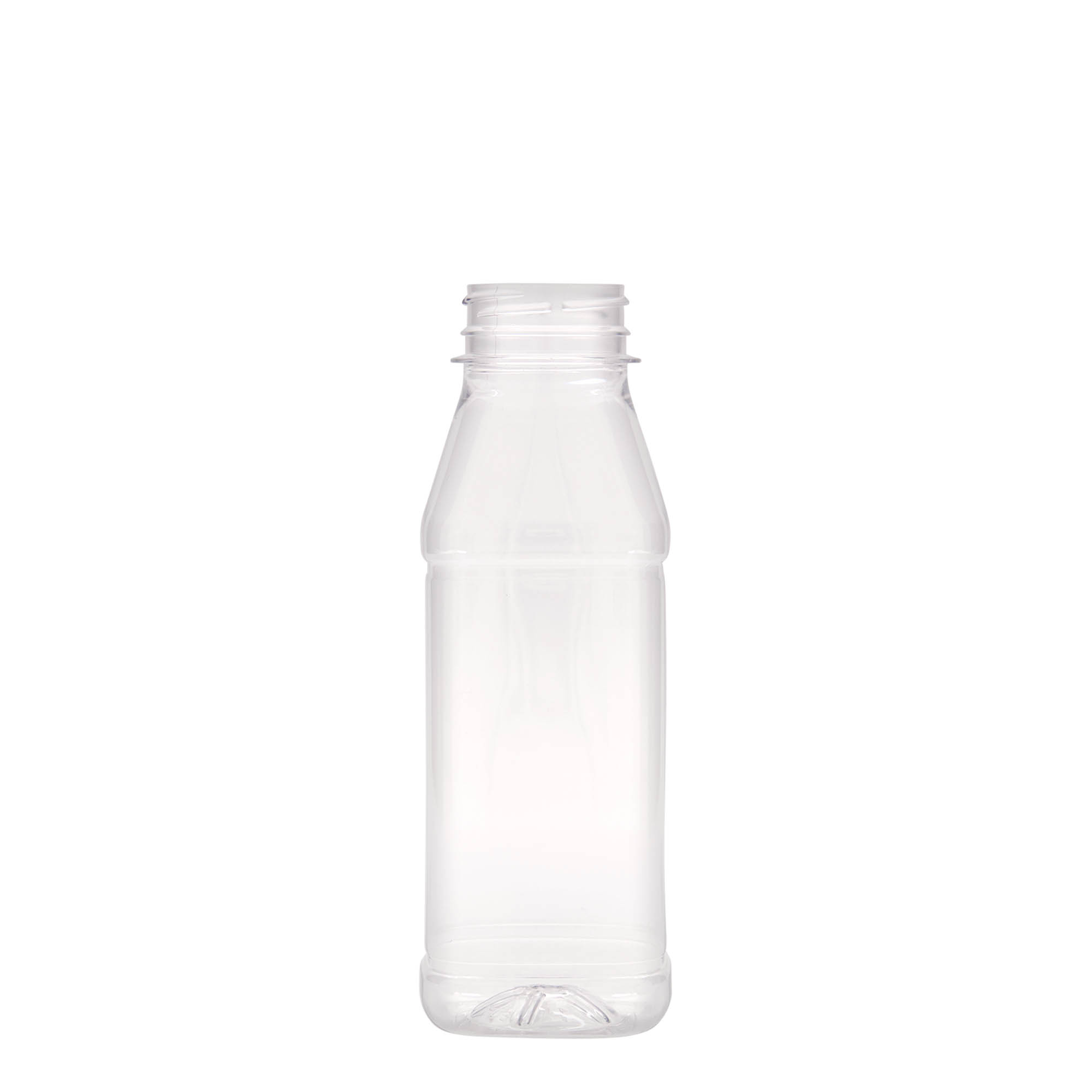 Bottiglia PET da 330 ml 'Milk and Juice Carré', quadrata, plastica, bocca: 38 mm