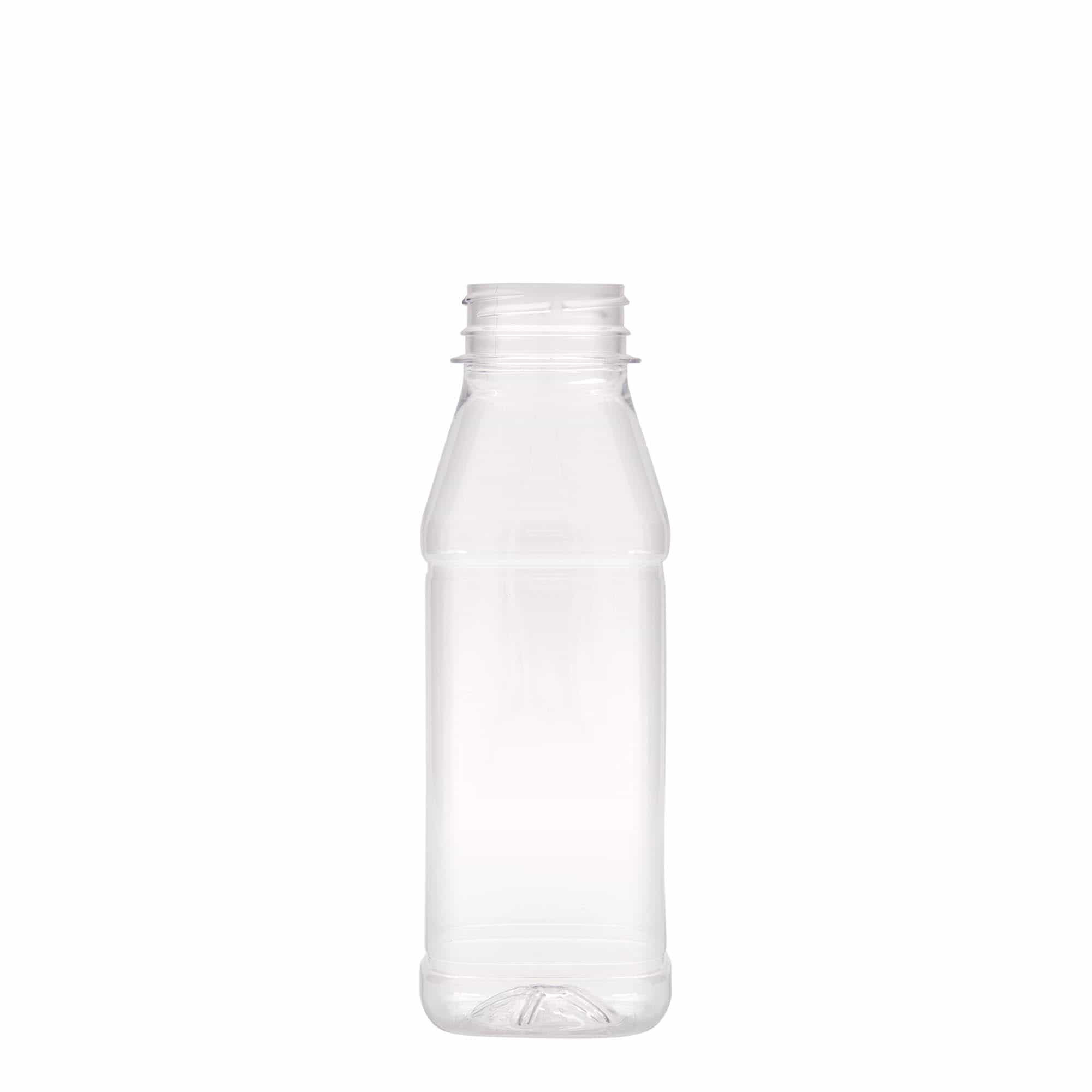 Bottiglia PET da 330 ml 'Milk and Juice Carré', quadrata, plastica, bocca: 38 mm