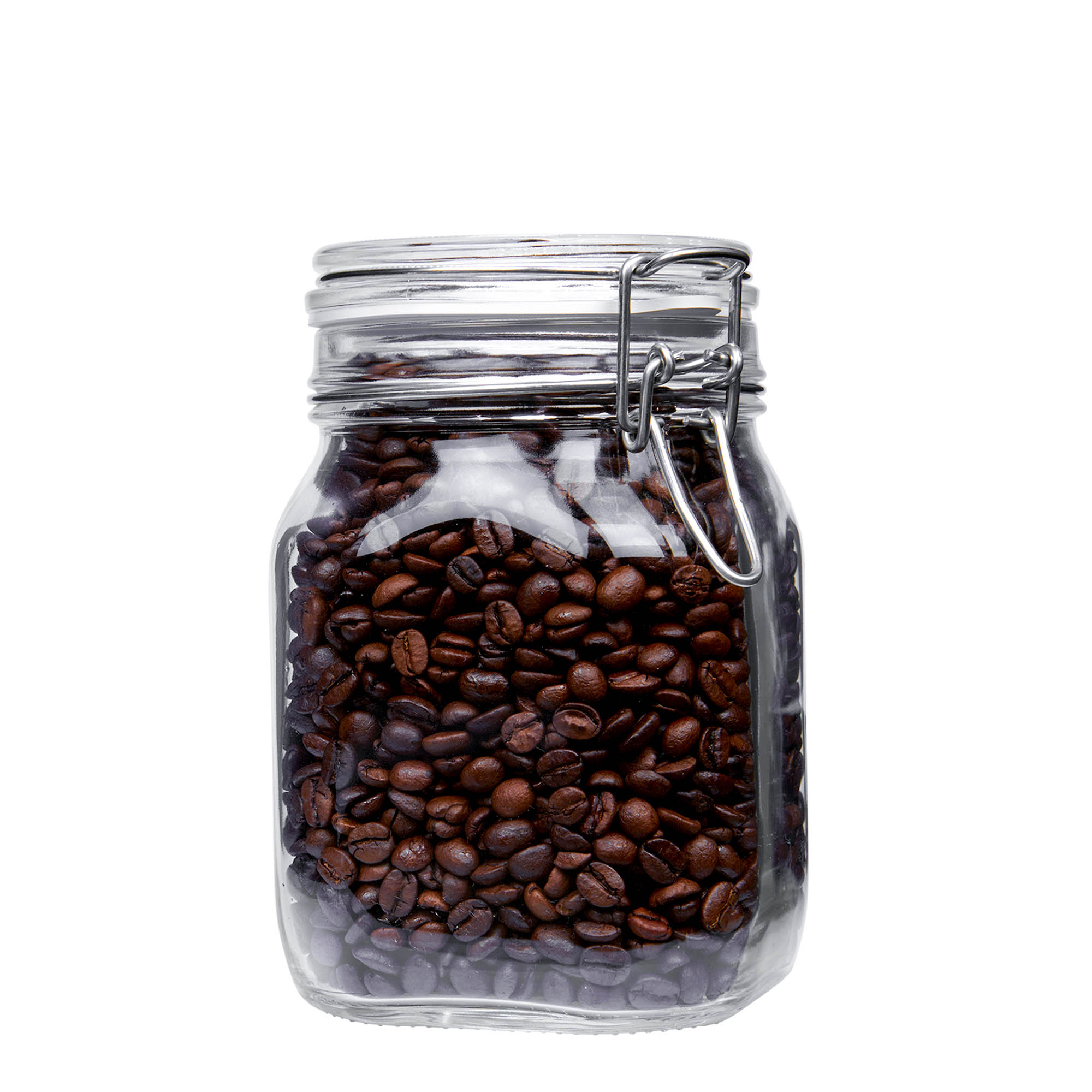 1.000 ml barattolo a chiusura ermetica con gancio 'Fido', quadrato, bocca: chiusura a gancio