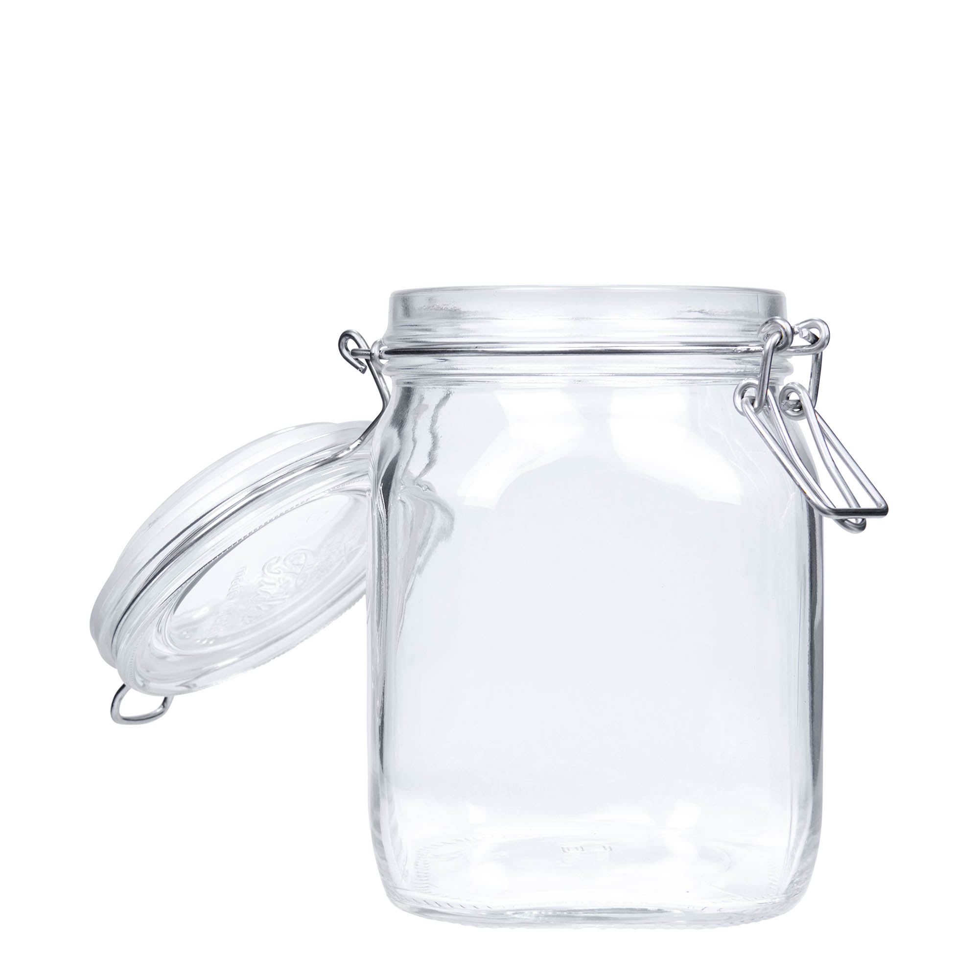 1.000 ml barattolo a chiusura ermetica con gancio 'Fido', quadrato, bocca: chiusura a gancio